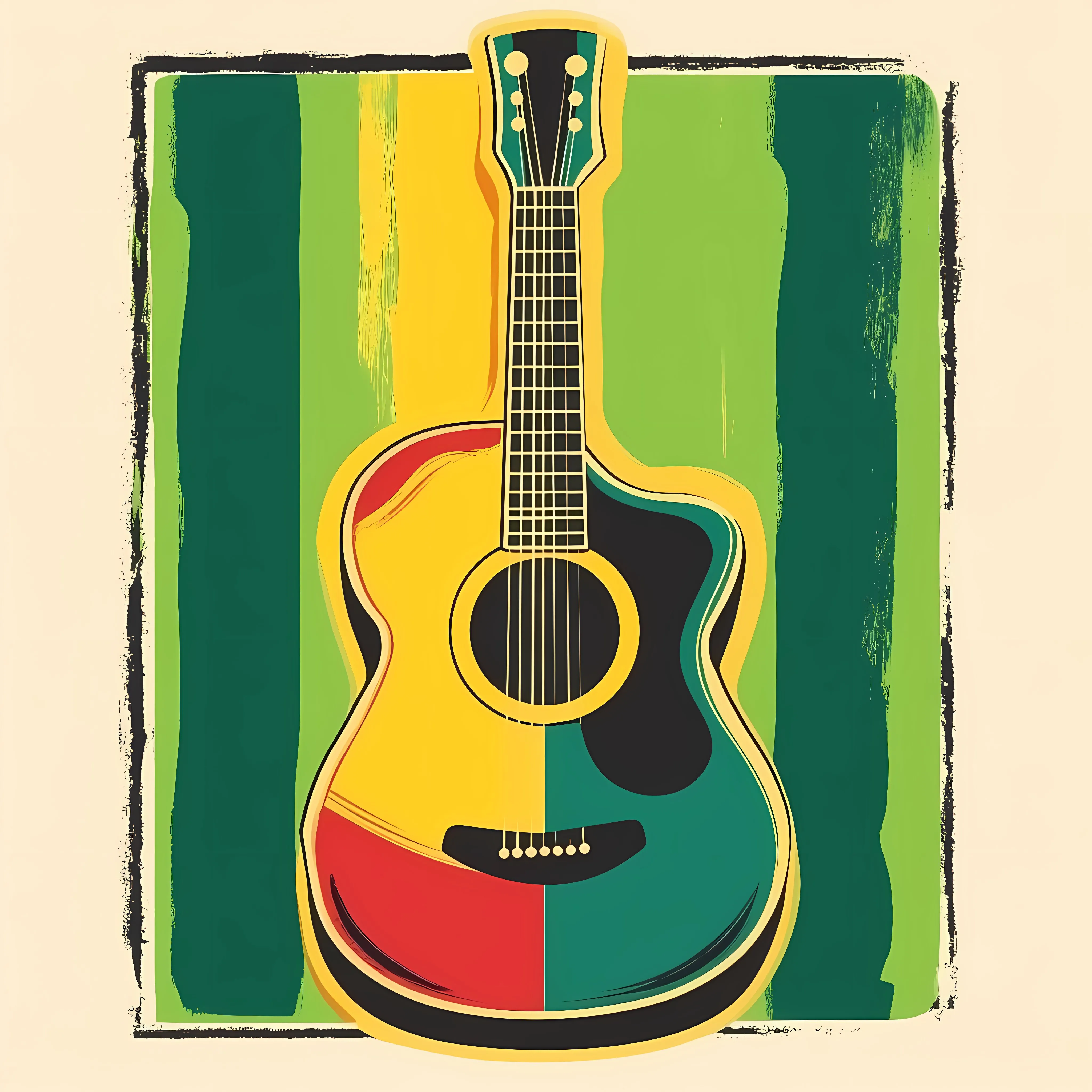 Reggae Guitar Music Vector Illustration — free download from Dotvec