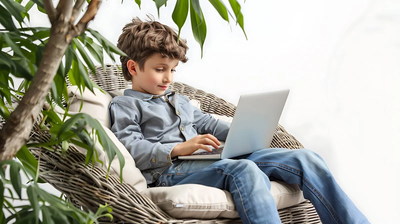 Boy Relaxing with Laptop Outdoors — free download from Dotvec