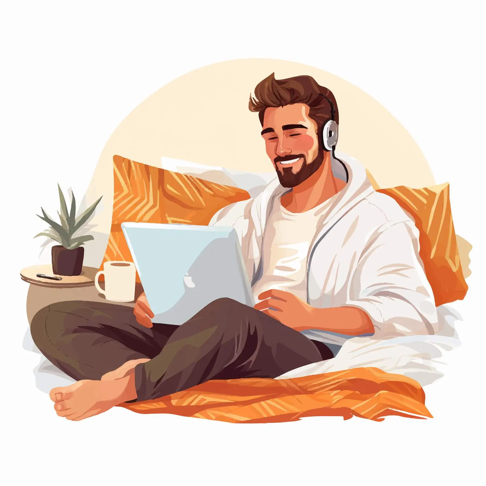 Freelancer Working Relaxed on Bed with Laptop — free download from Dotvec