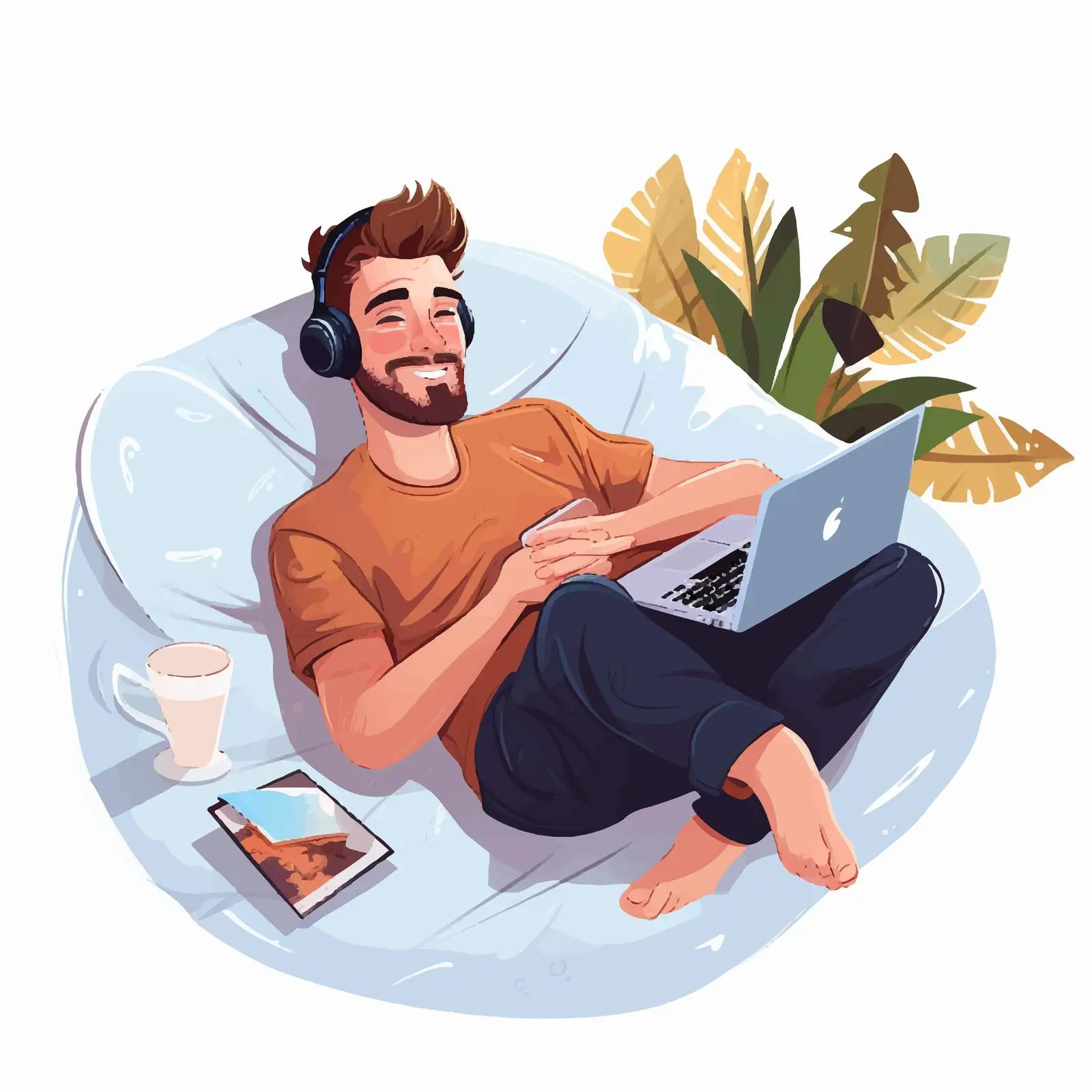 Freelancer Relaxing with Laptop on Bed — free download from Dotvec
