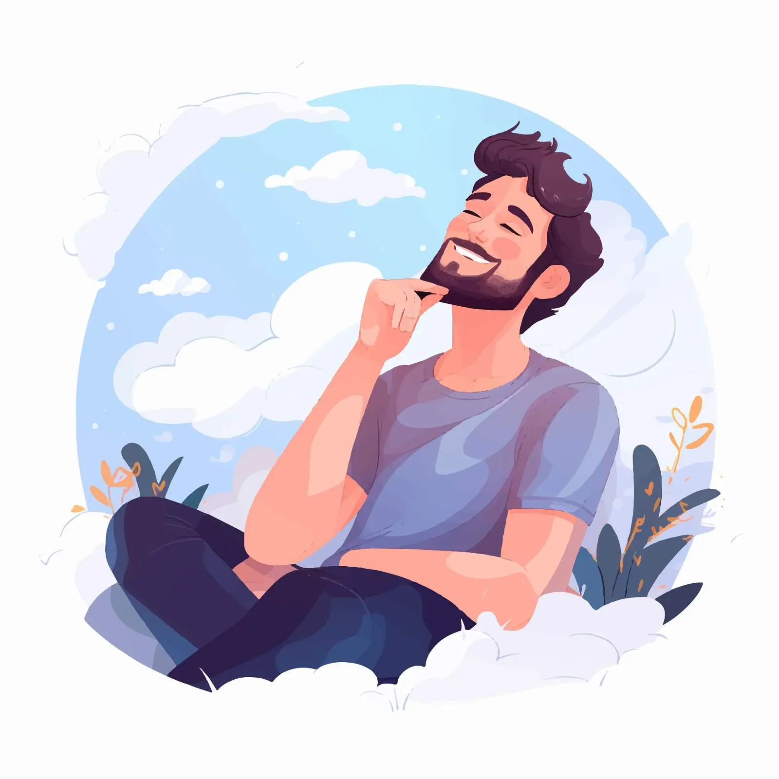 Happy Person Dreaming of Pleasant Moments — free download from Dotvec