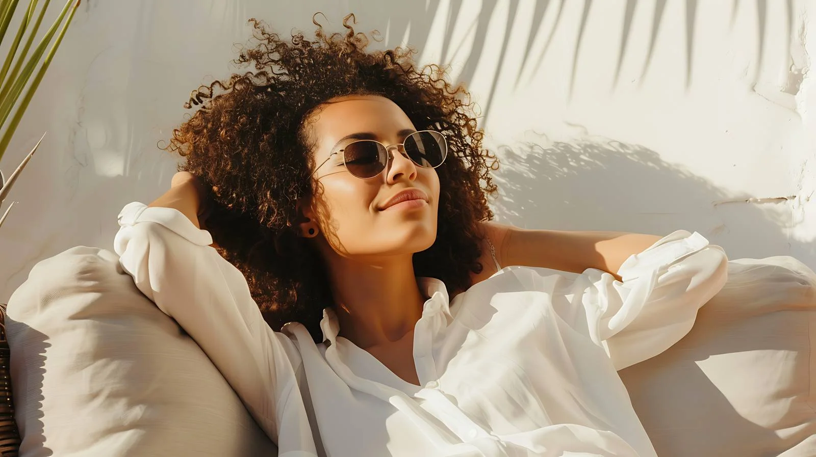 Tranquil Woman Enjoying Terrace Relaxation — free download from Dotvec