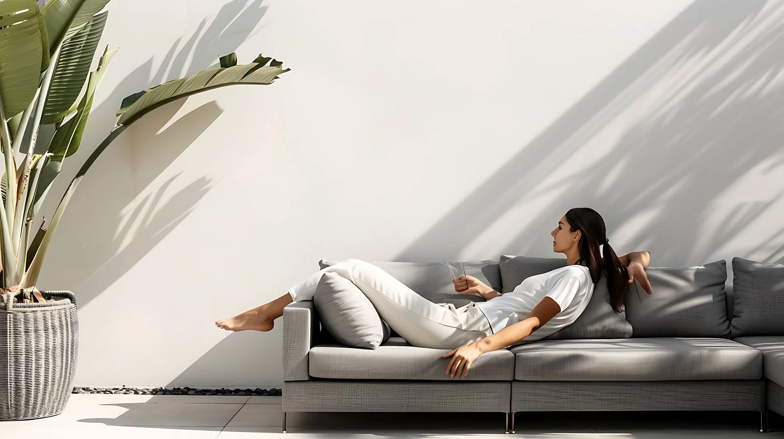 Serene Woman on Home Terrace — free download from Dotvec