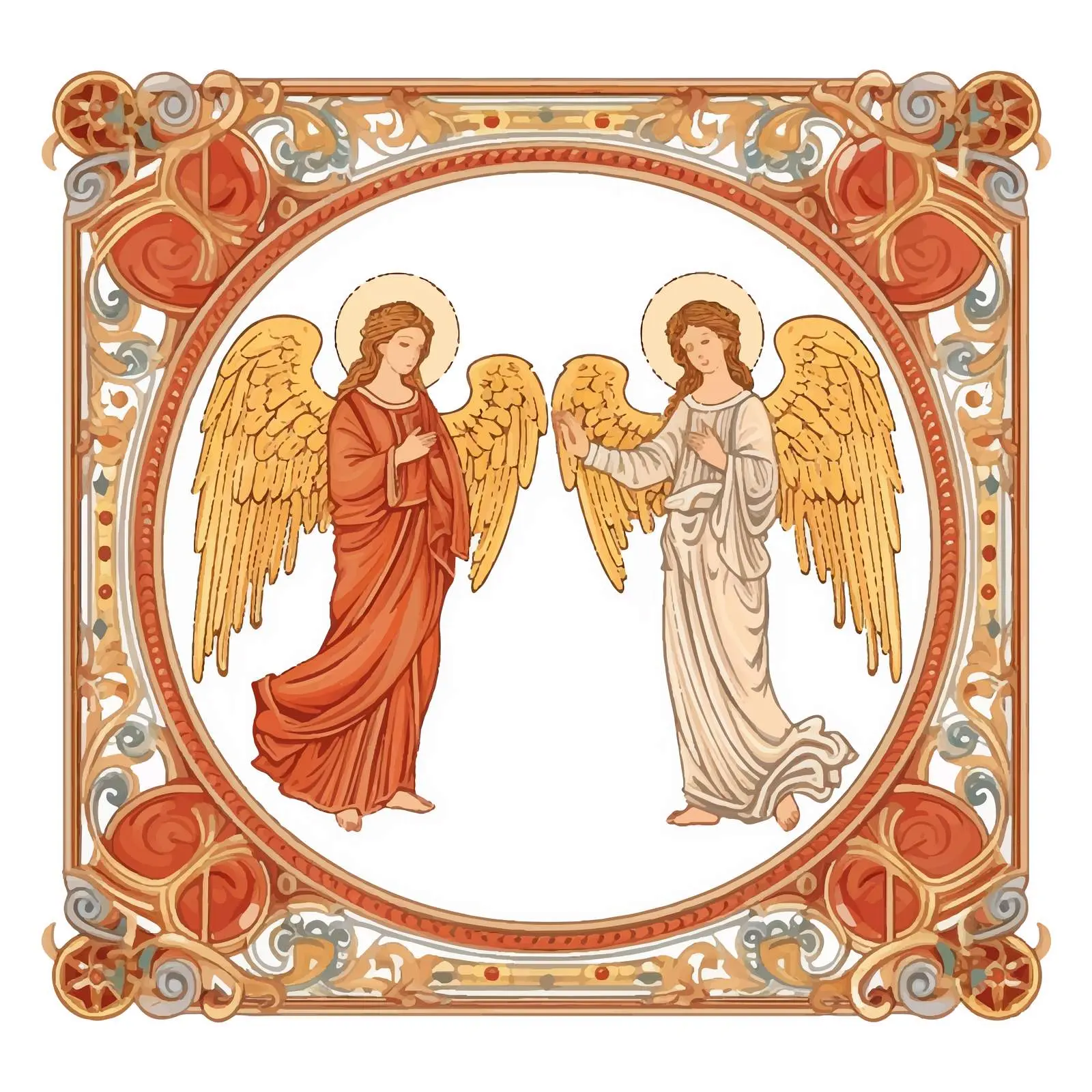 Byzantine Decorative Border with Angel Illustrations – free angels illustration image from Dotvec