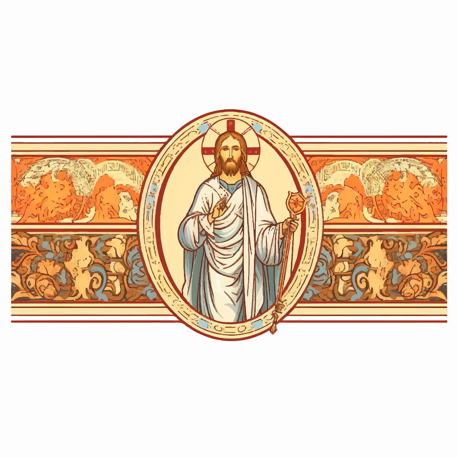 Jesus Christ Decorative Horizontal Border Design — free download from Dotvec