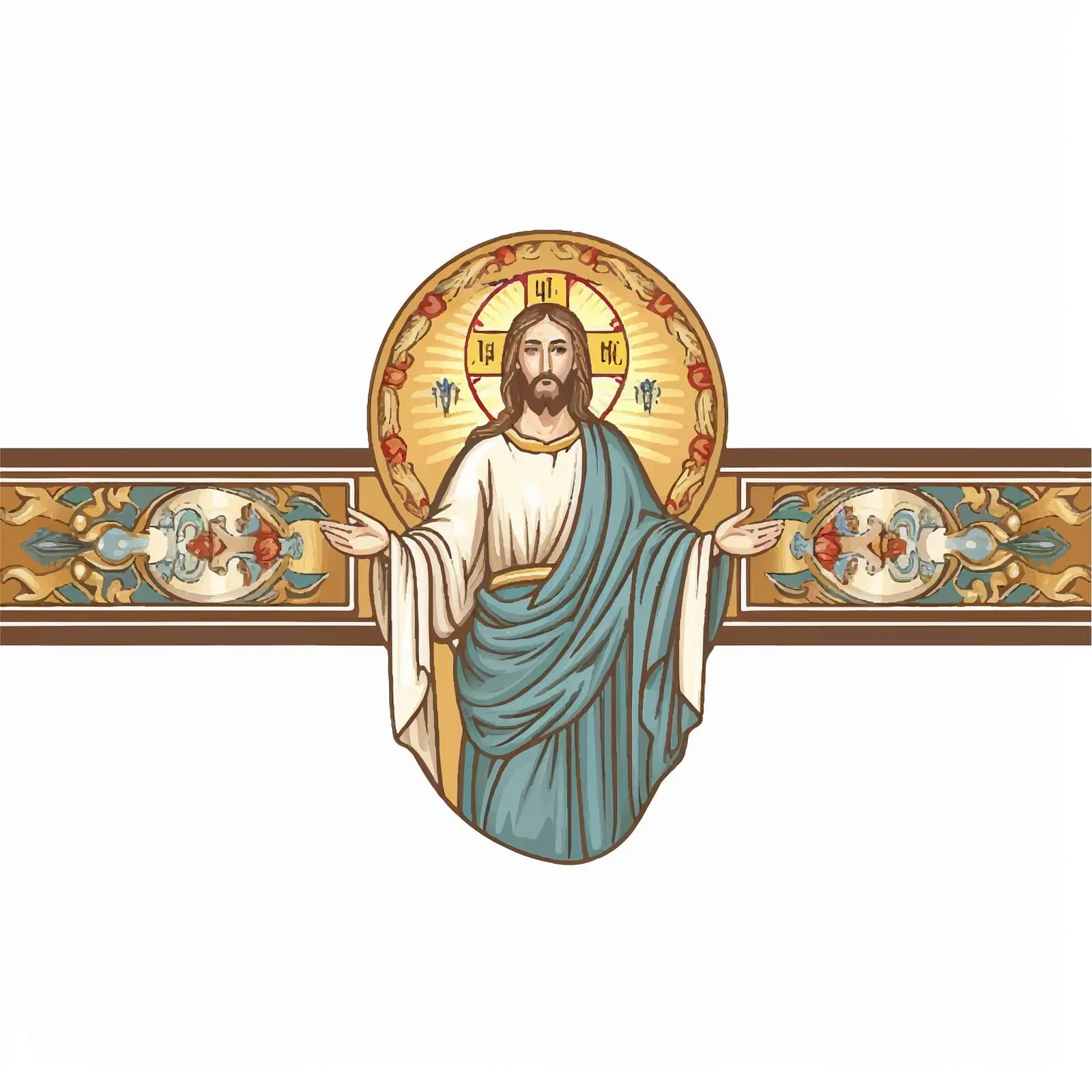 Religious Decorative Border Featuring Jesus Christ — free download from Dotvec