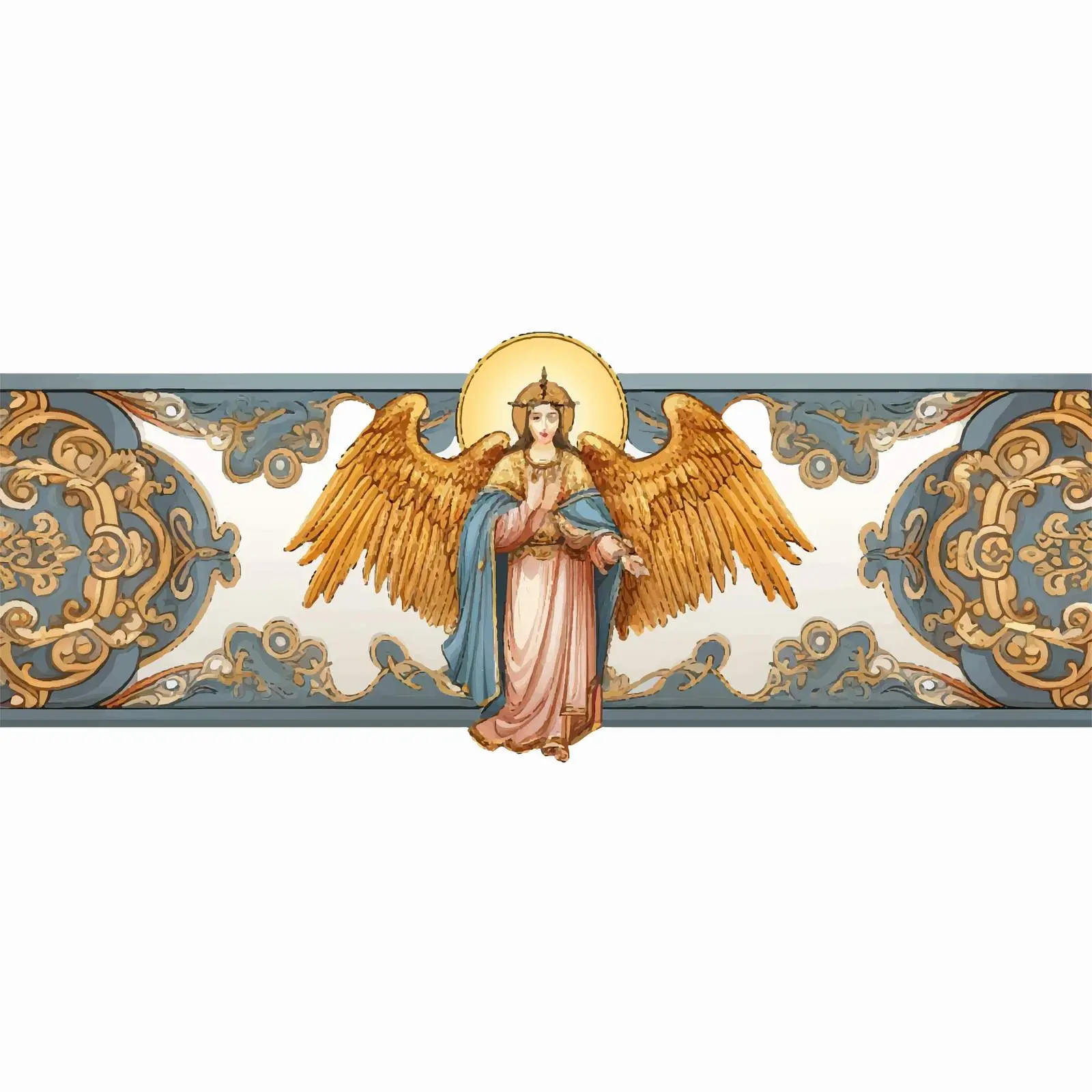 Religious Decorative Border with Seraphim Vectors — free download from Dotvec
