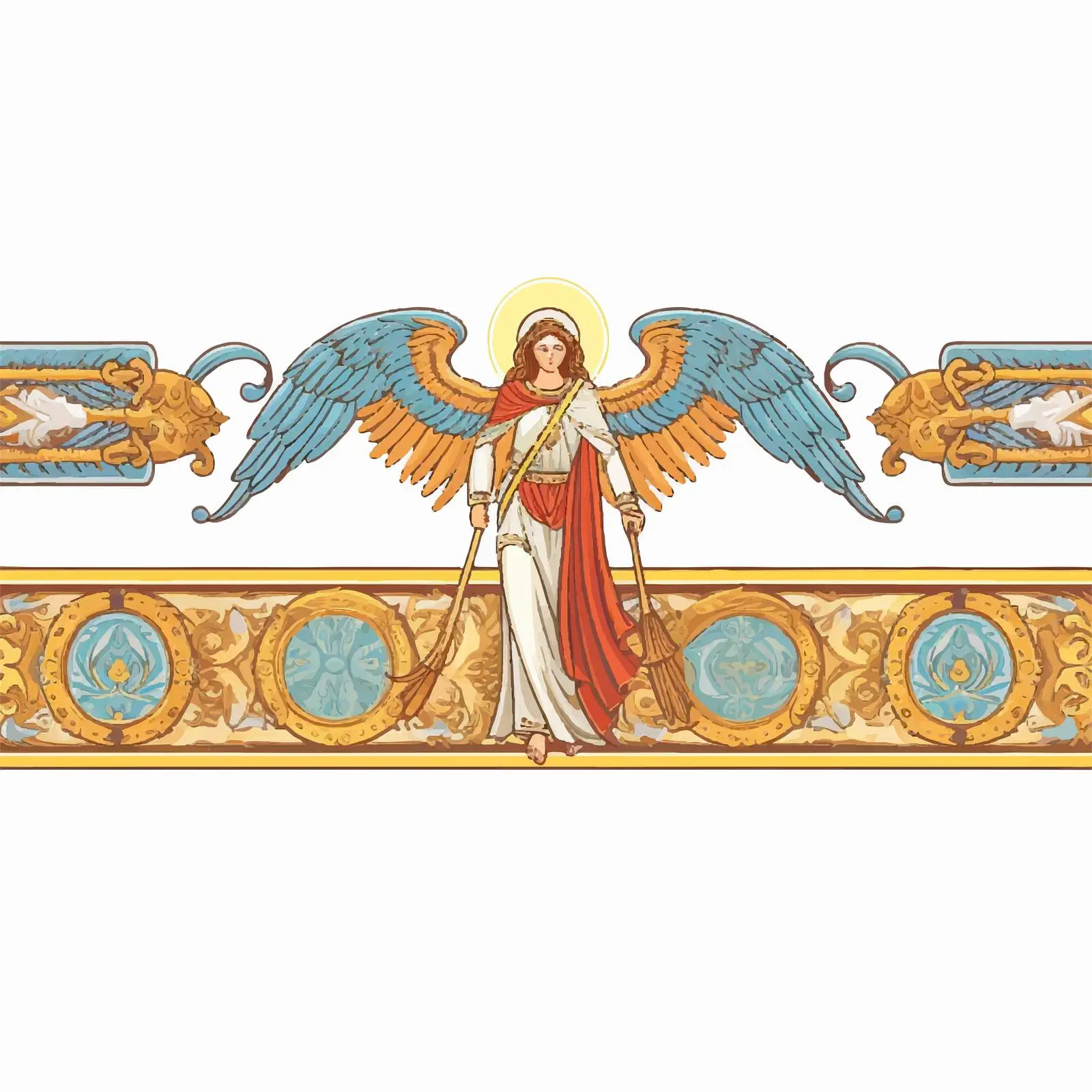 Religious Decorative Seraphim Horizontal Border Vector – free artistic decoration image from Dotvec