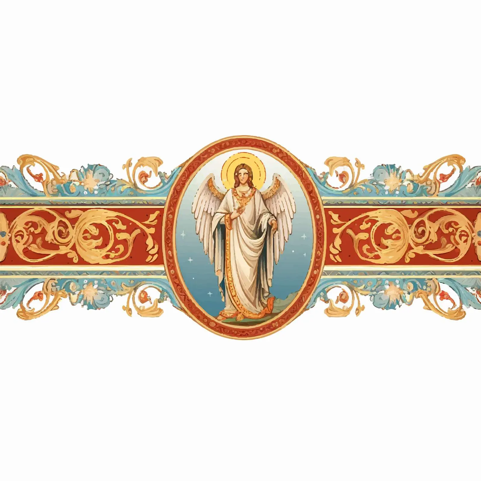 Religious Decorative Border with Seraphim Design — free download from Dotvec