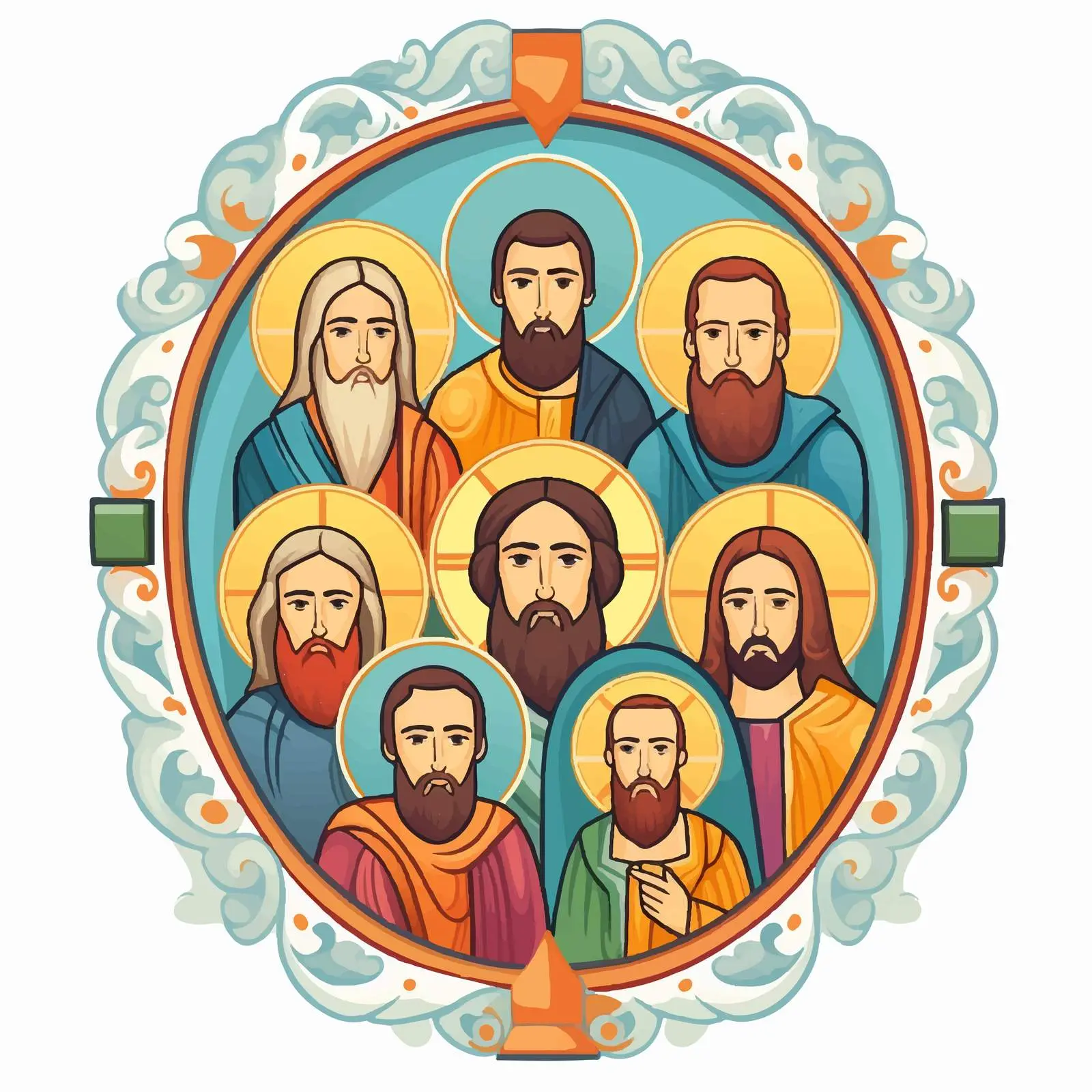 Byzantine Style Religious Frame with Apostles — free download from Dotvec