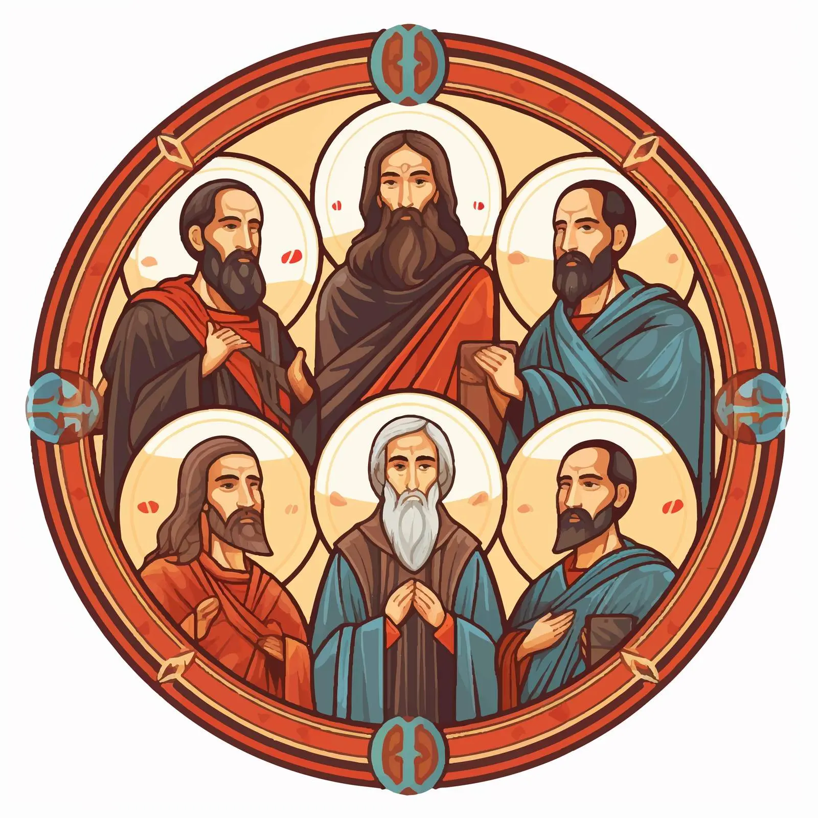Byzantine Style Religious Frame with Apostles — free download from Dotvec