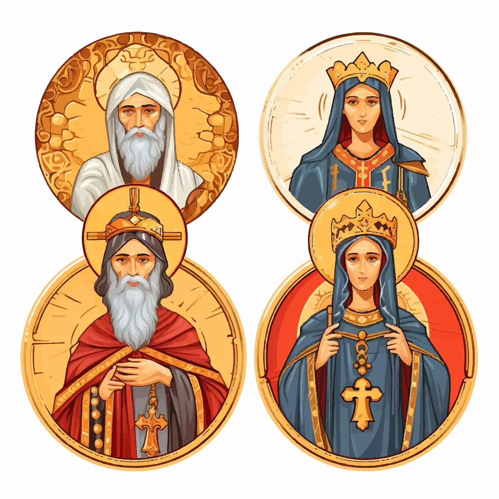 Religious Medallions Set: Baptist John & Saint Parascheva – free religious medallions image from Dotvec