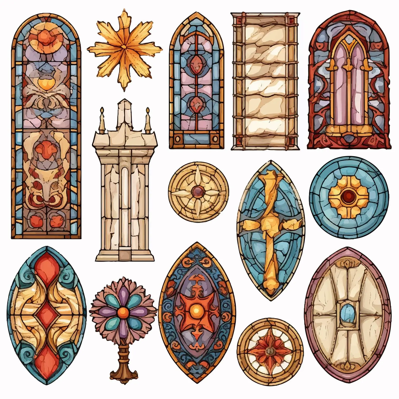 Vintage Religious Medieval Scrapbook Embellishments — free download from Dotvec