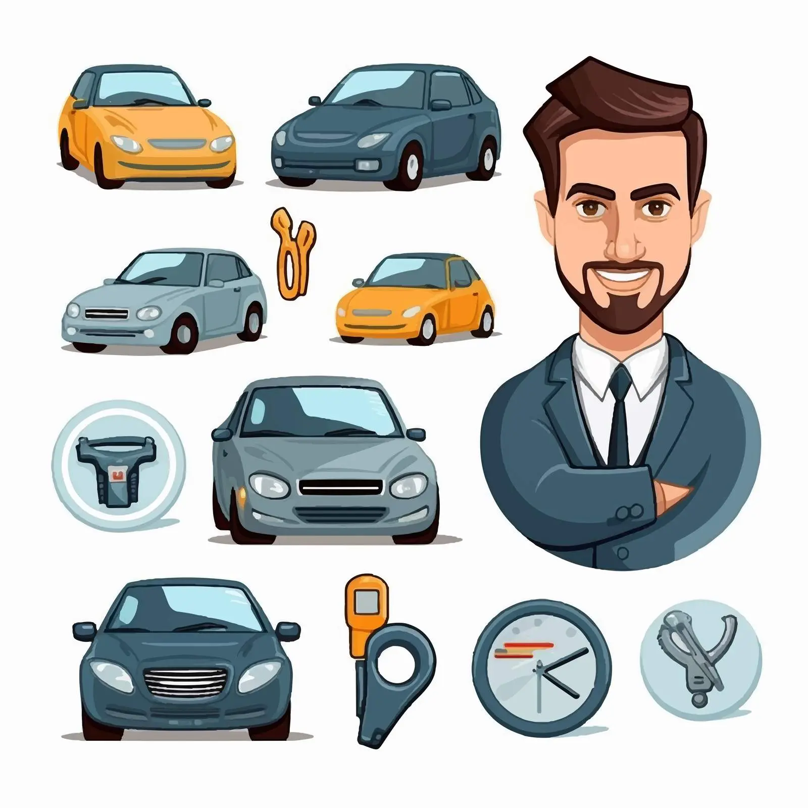Cartoon Rent a Car Service Vector Illustration — free download from Dotvec