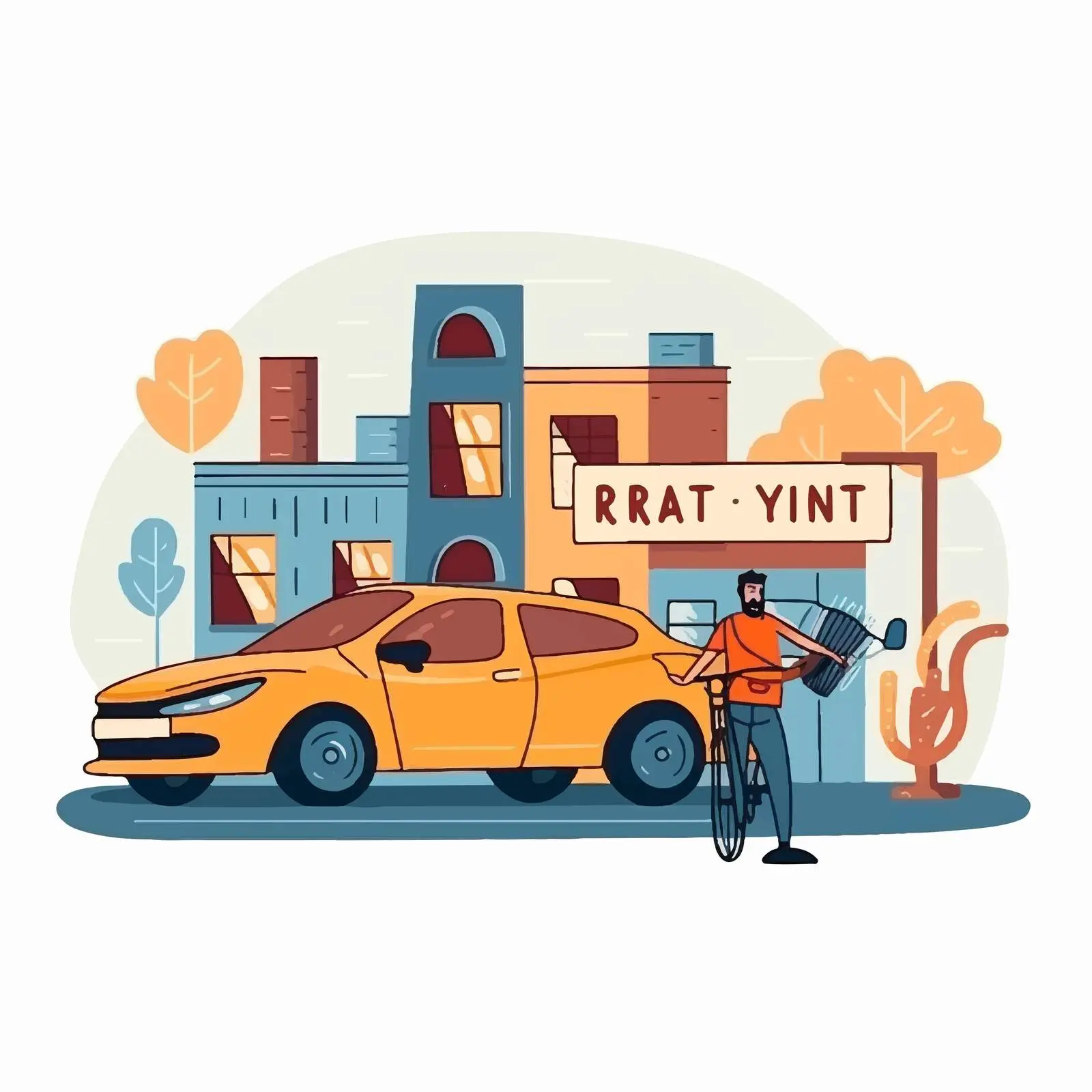 Cartoon Vector Illustration of Car Rental Service – free rent a car image from Dotvec
