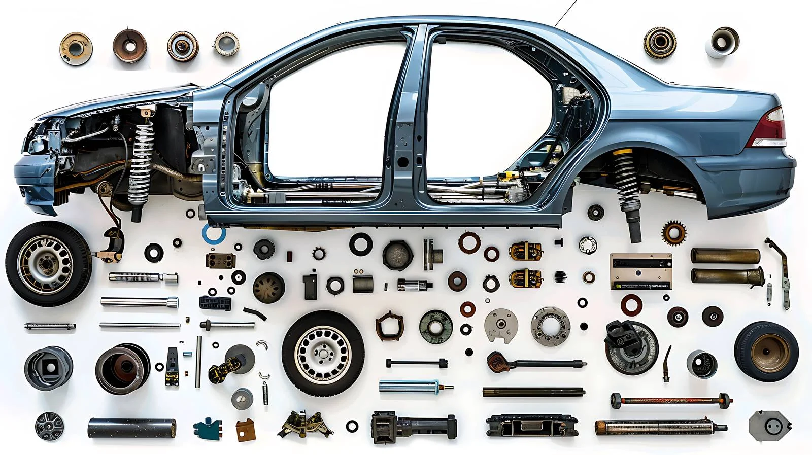 Car spare parts replacement on disassembled vehicle — free download from Dotvec