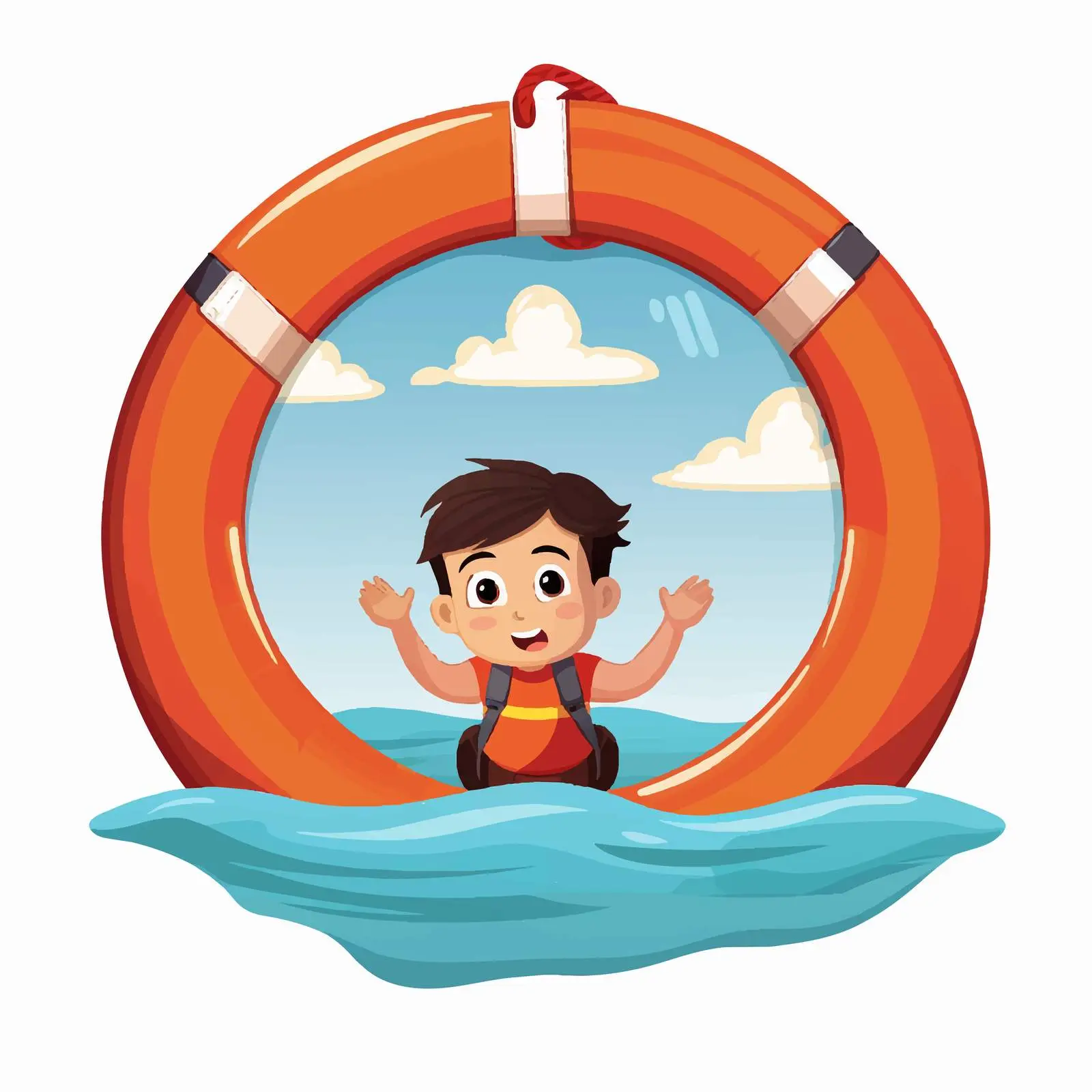 Boy in Circle with Sling Rescue Illustration — free download from Dotvec