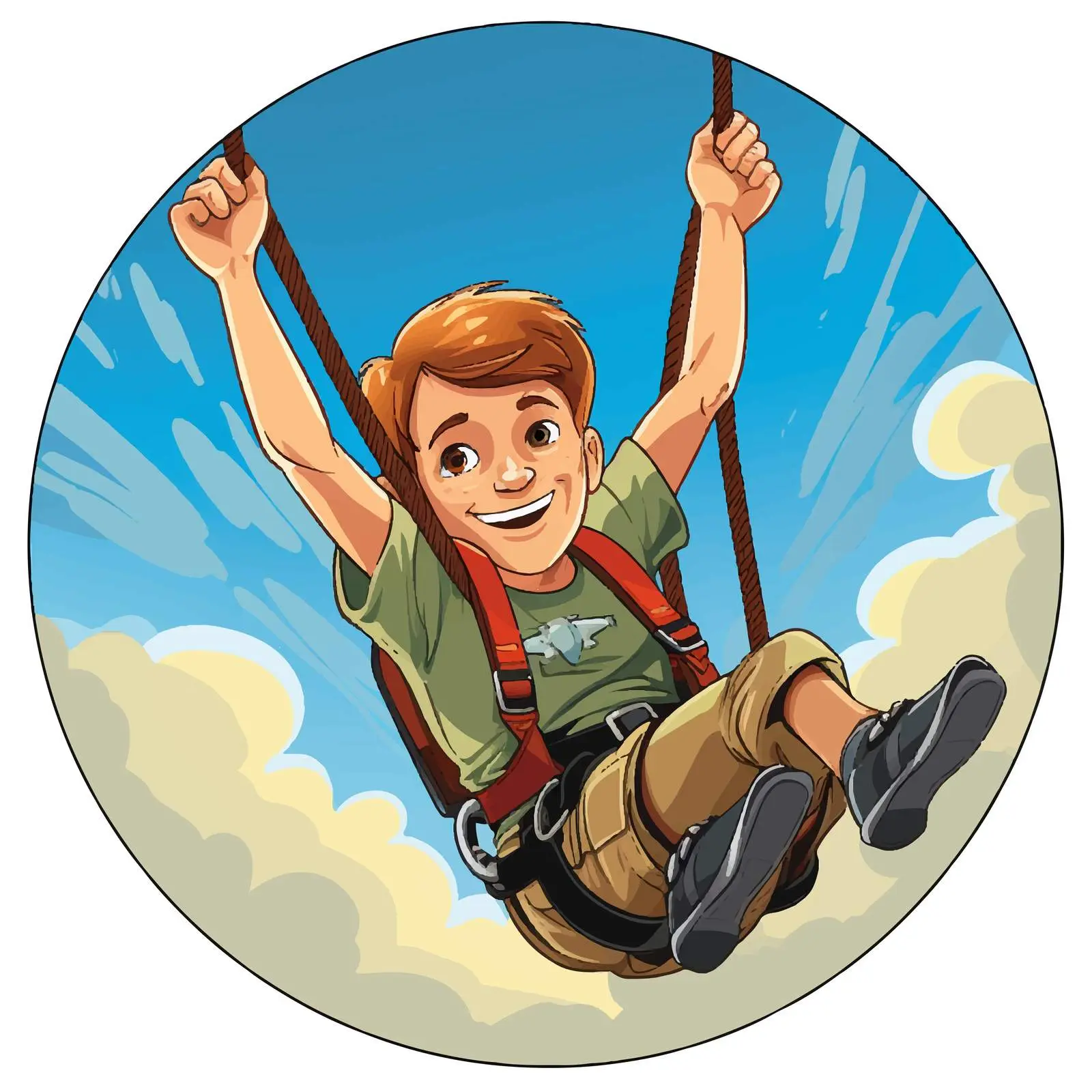 Rescue Illustration with Boy and Sling in Circle — free download from Dotvec