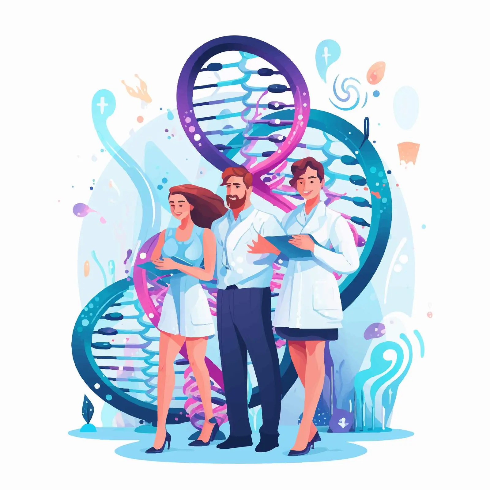 DNA Molecules Research Illustration Vector – free dna image from Dotvec