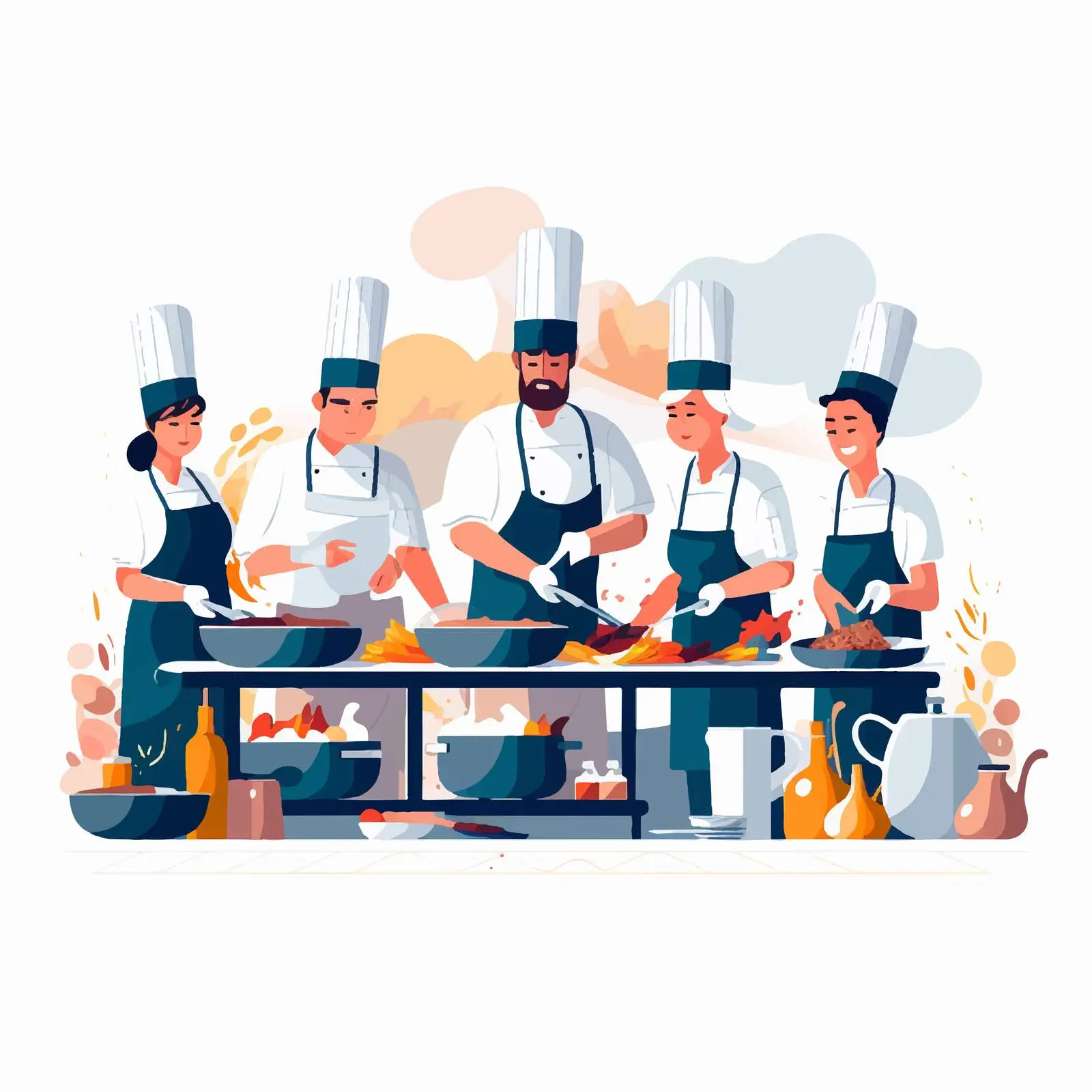 Kitchen Staff Preparing Meals in Restaurant — free download from Dotvec