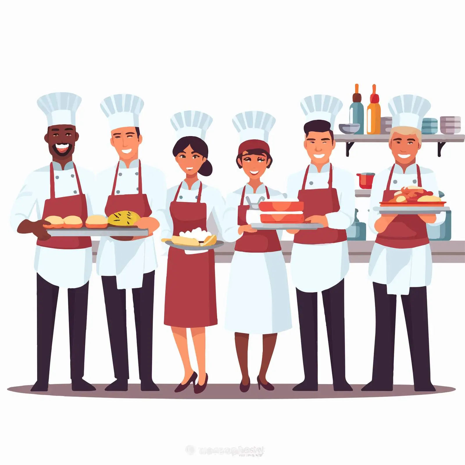 Chef and Kitchen Staff Working Together — free download from Dotvec