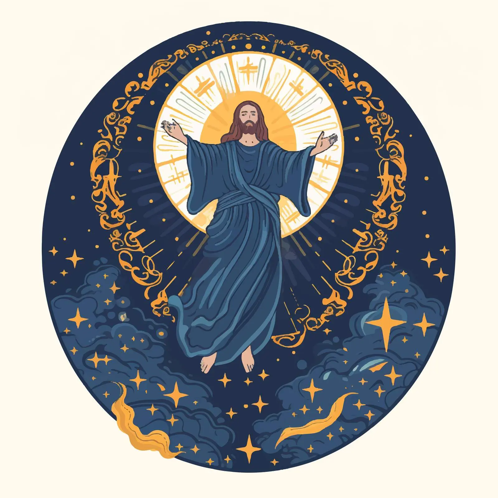 Byzantine Style Illustration of Jesus' Resurrection – free icing image from Dotvec
