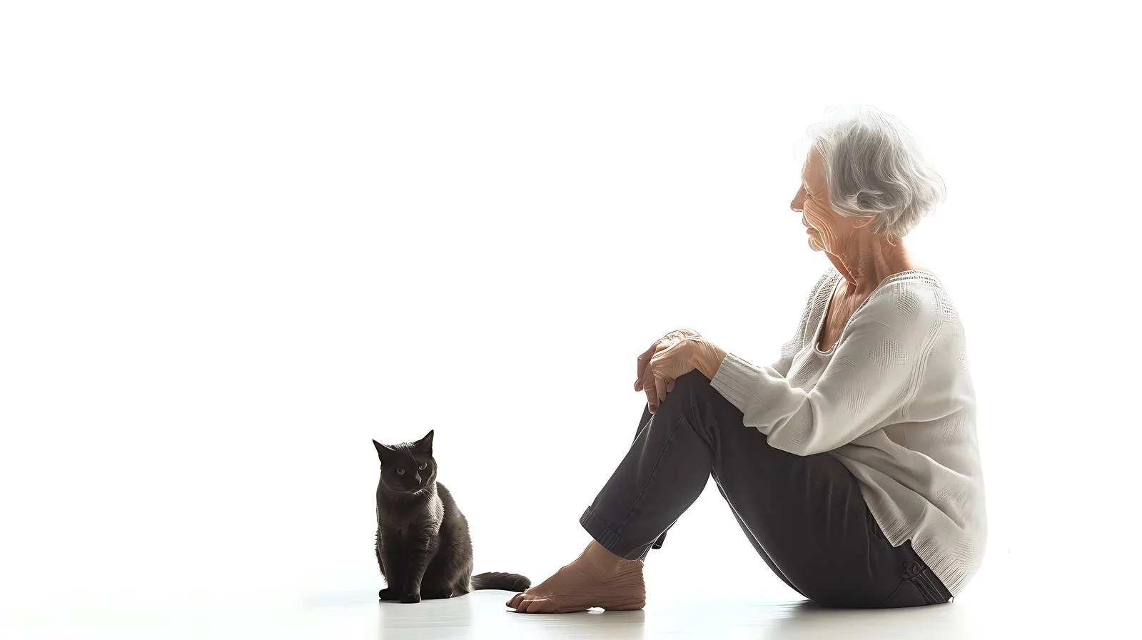 Serene Senior Enjoying Cat Company — free download from Dotvec