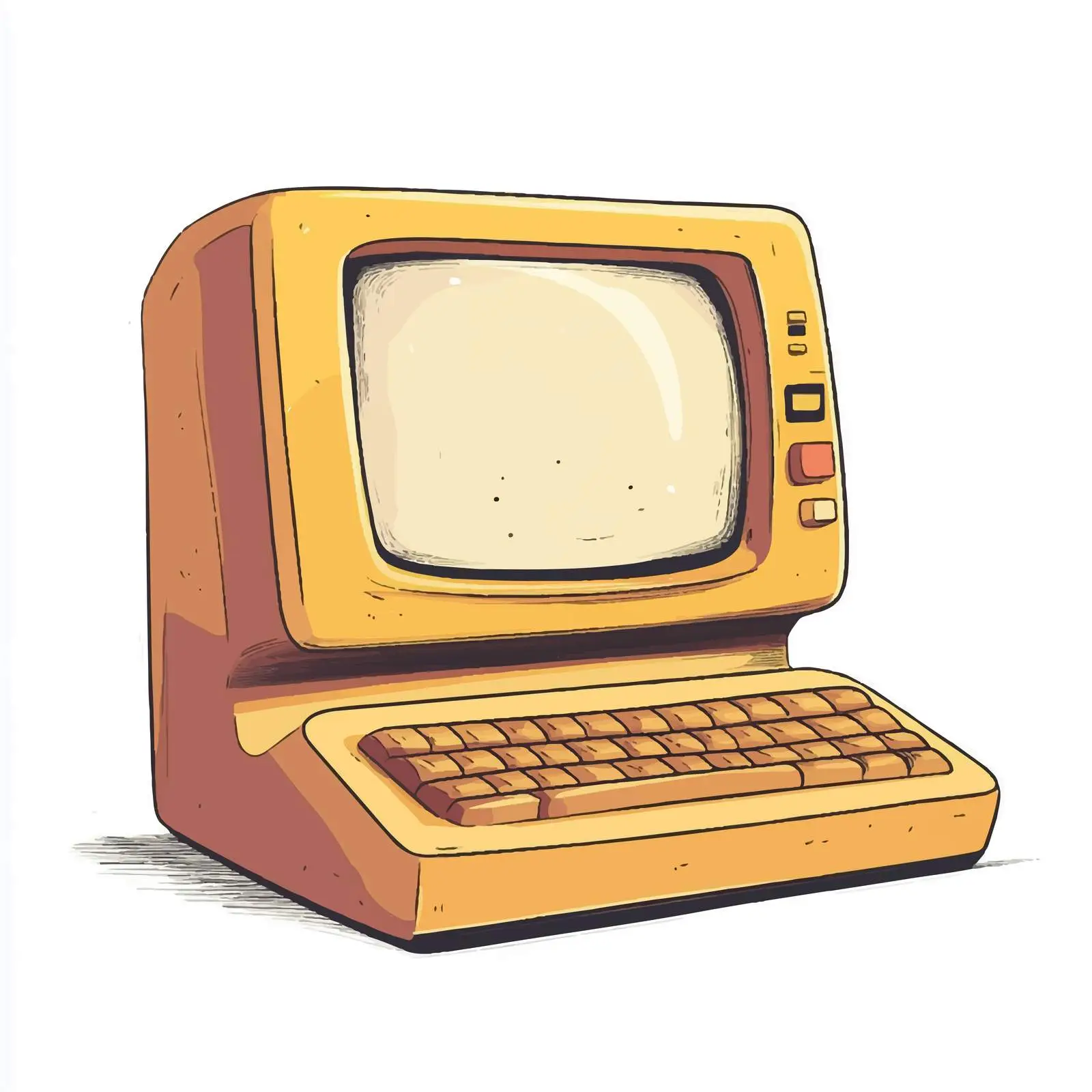 Hand-Drawn Retro Computer Cartoon Vector Illustration — free download from Dotvec