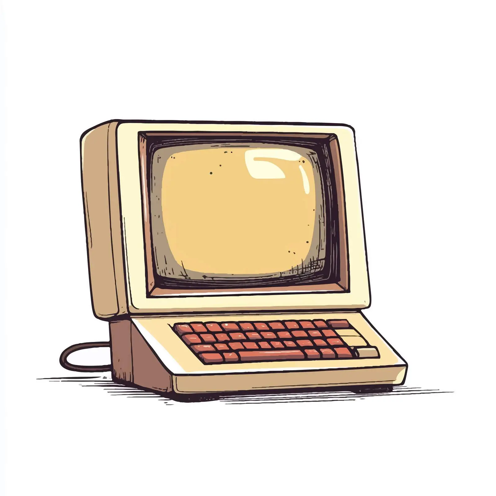 Hand-Drawn Retro Computer Cartoon Illustration — free download from Dotvec