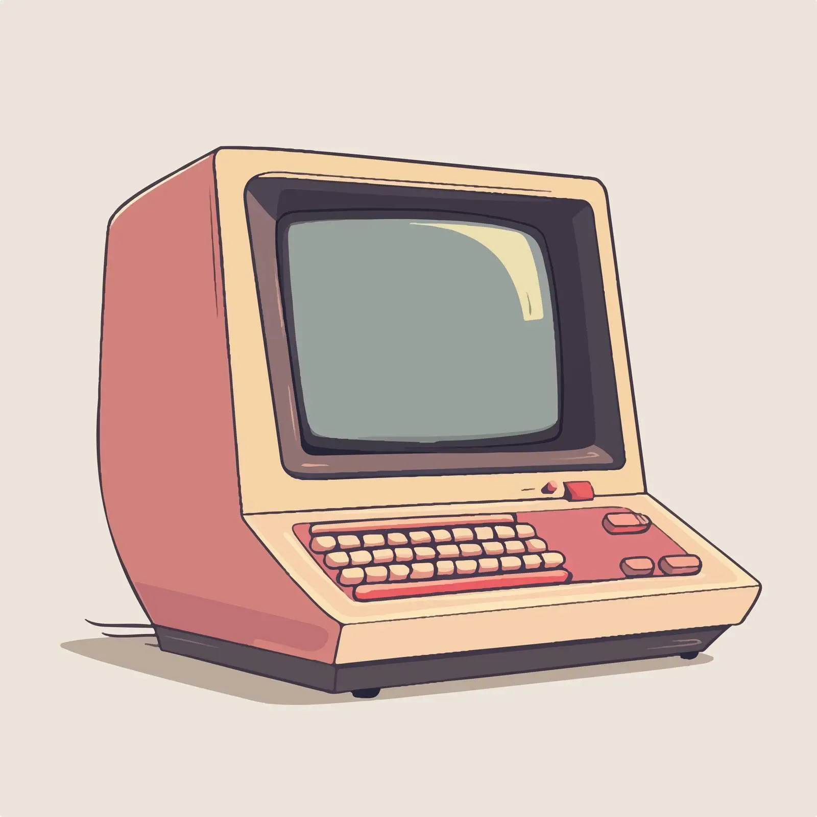 Hand-Drawn Retro Computer Illustration Vector Art — free download from Dotvec