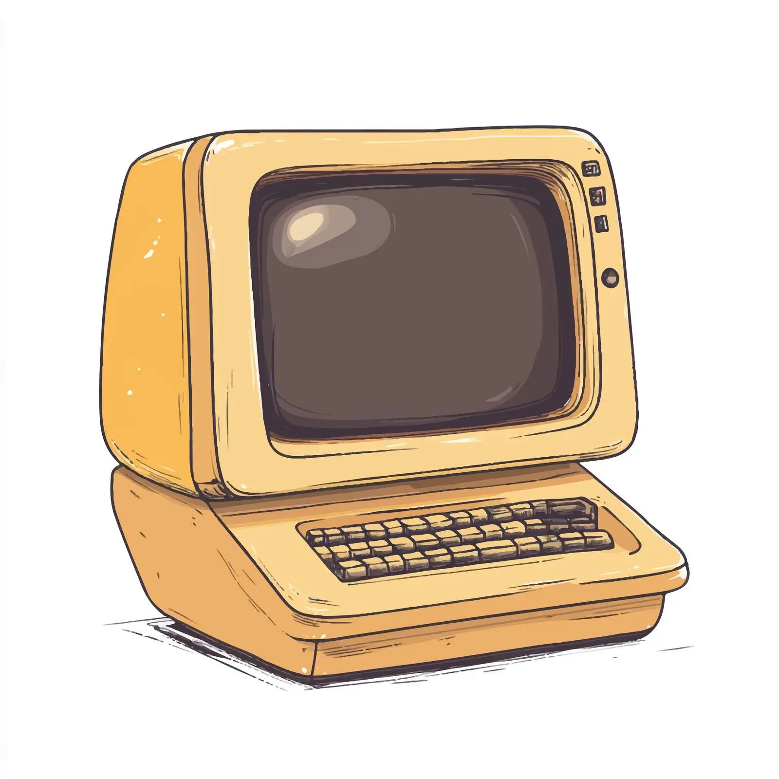 Hand-Drawn Retro Computer Cartoon Vector Illustration — free download from Dotvec
