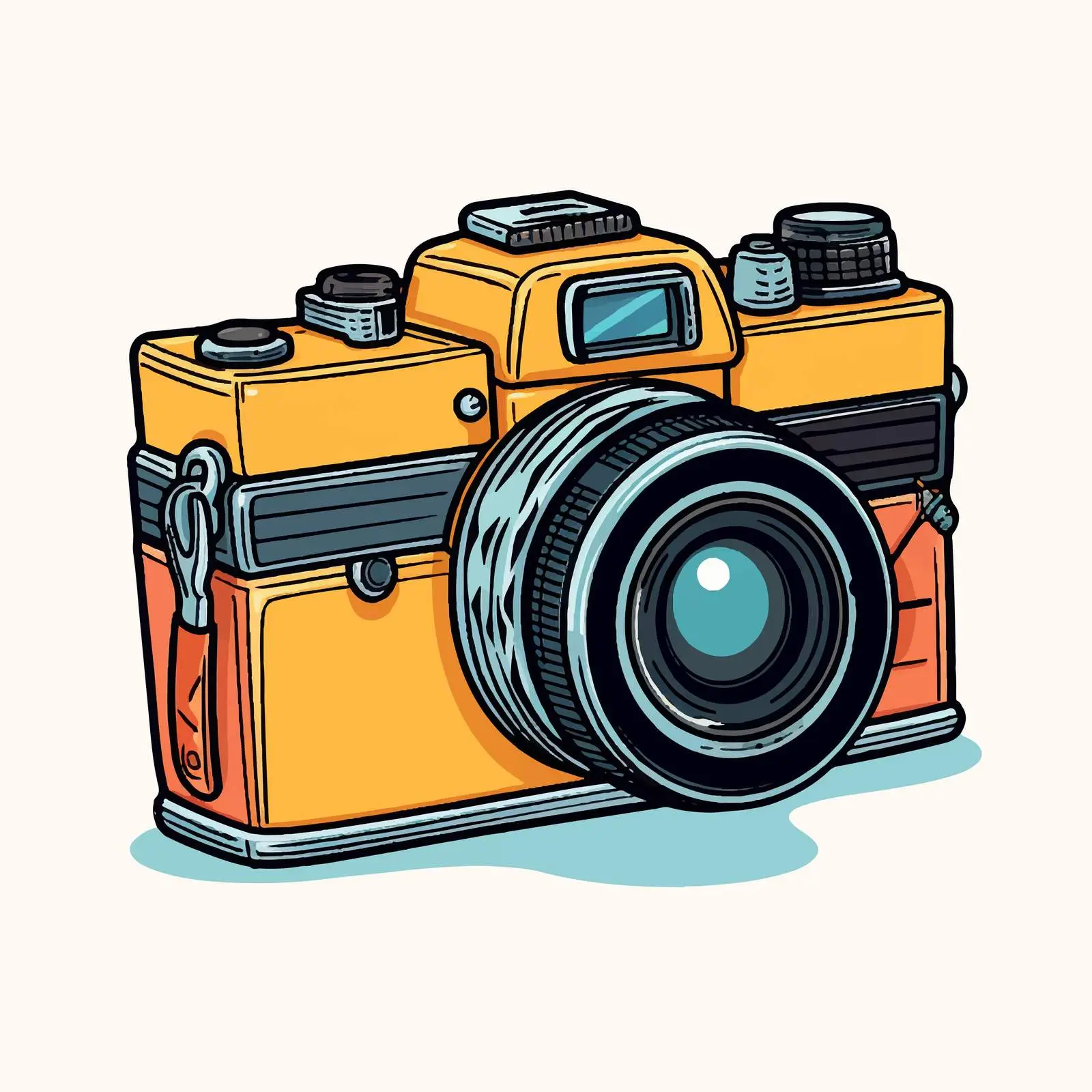 Retro Film Camera with Strap on White Background — free download from Dotvec