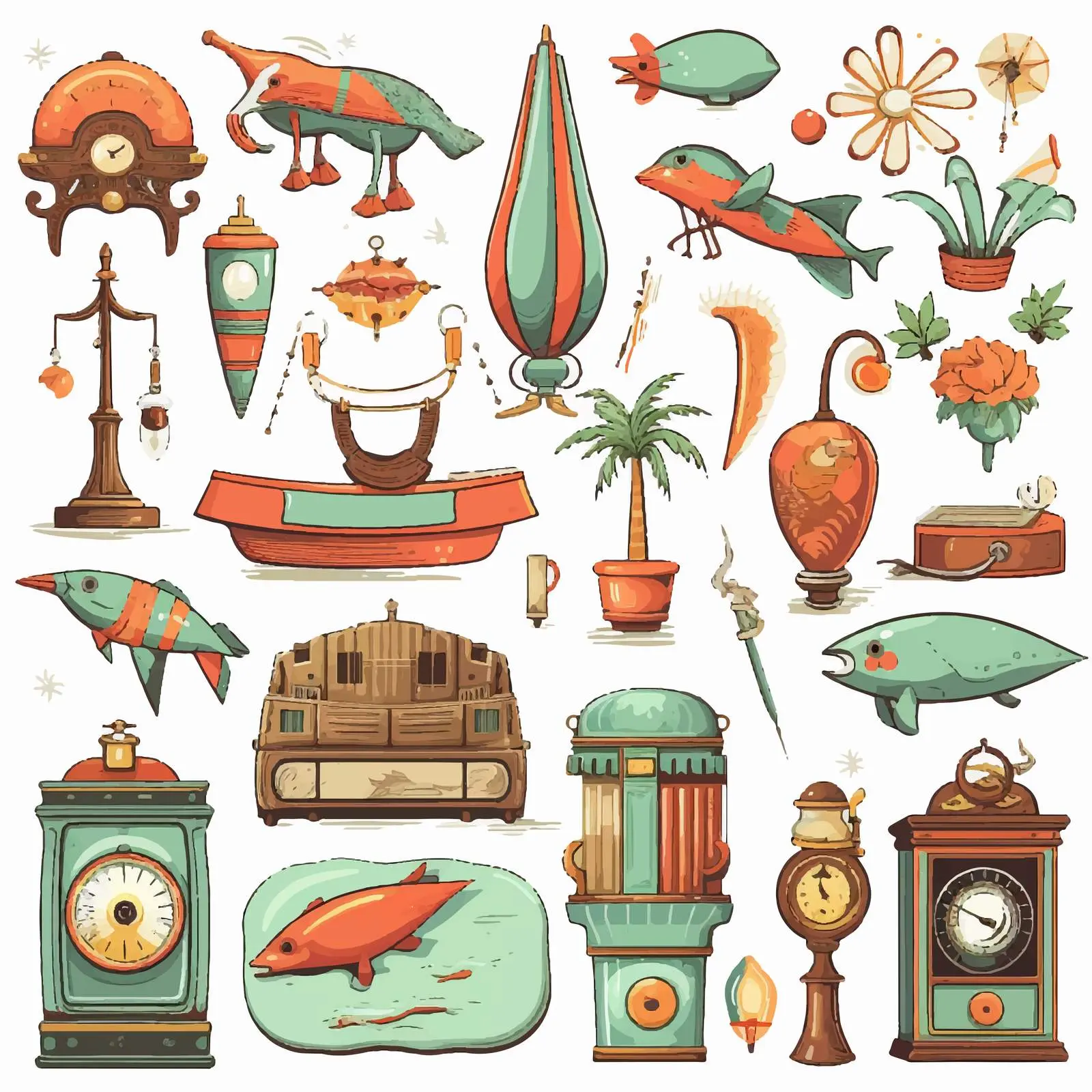 Retro Objects and Elements Set Illustration — free download from Dotvec