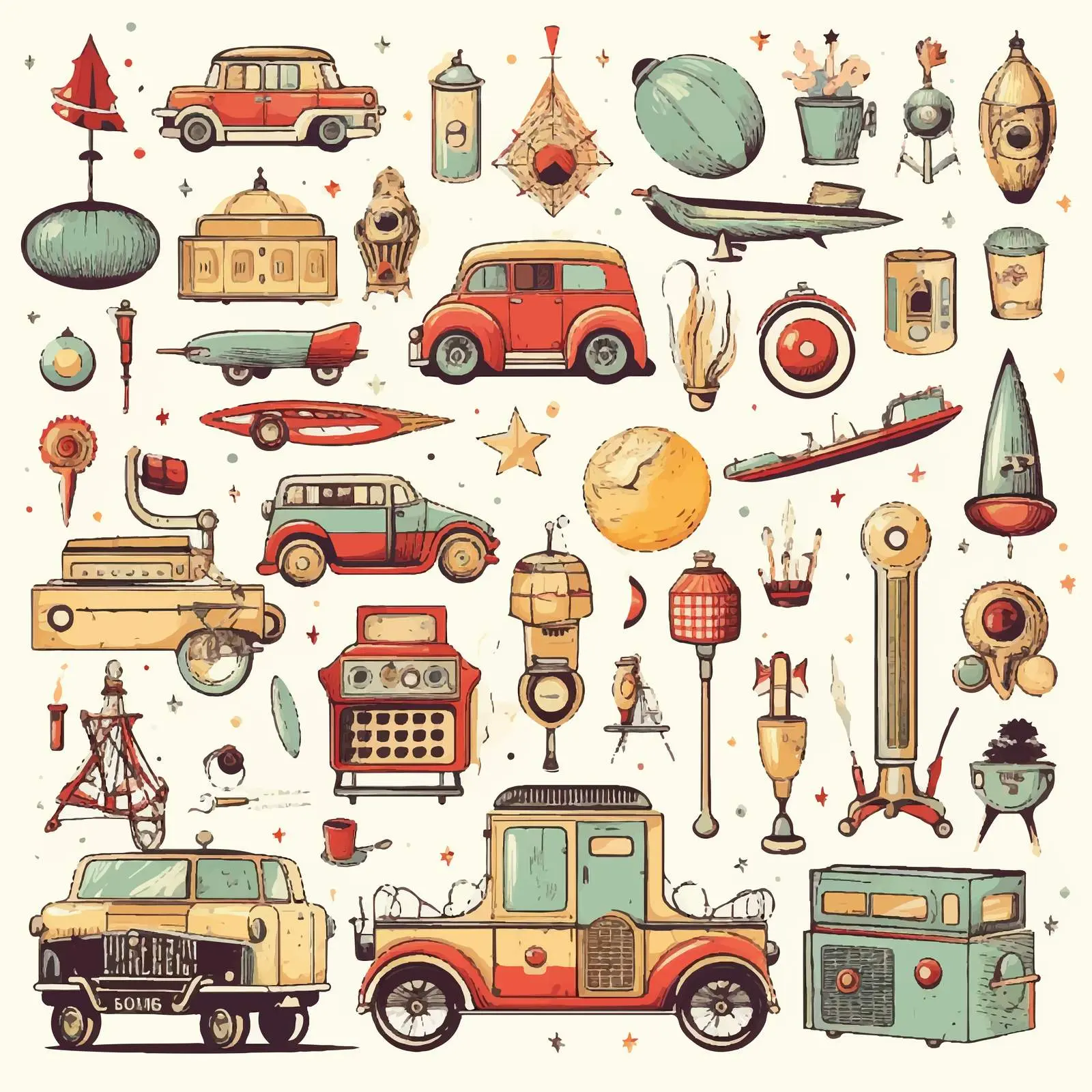 Vintage Object and Element Vector Illustration Set — free download from Dotvec
