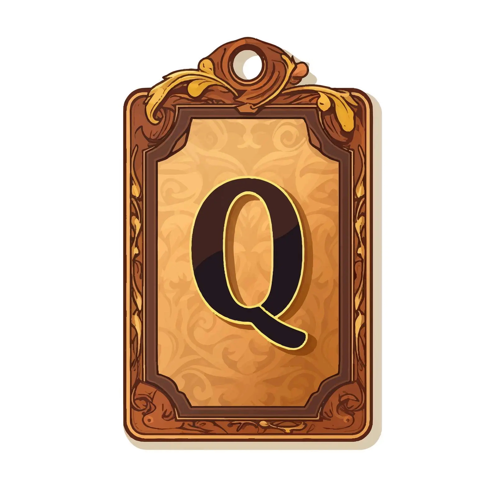 Retro Paper Tag with Latin Letter Q — free download from Dotvec