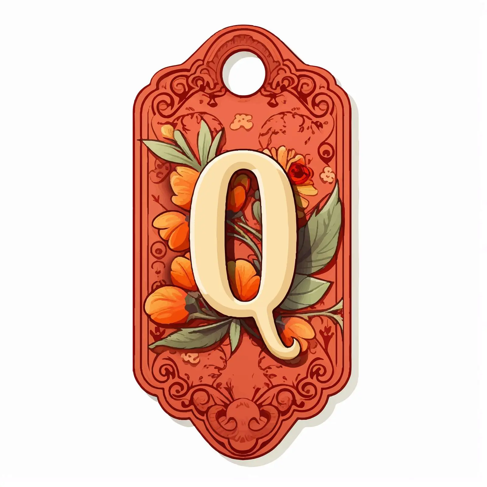 Retro Paper Tag with Latin Letter Q — free download from Dotvec