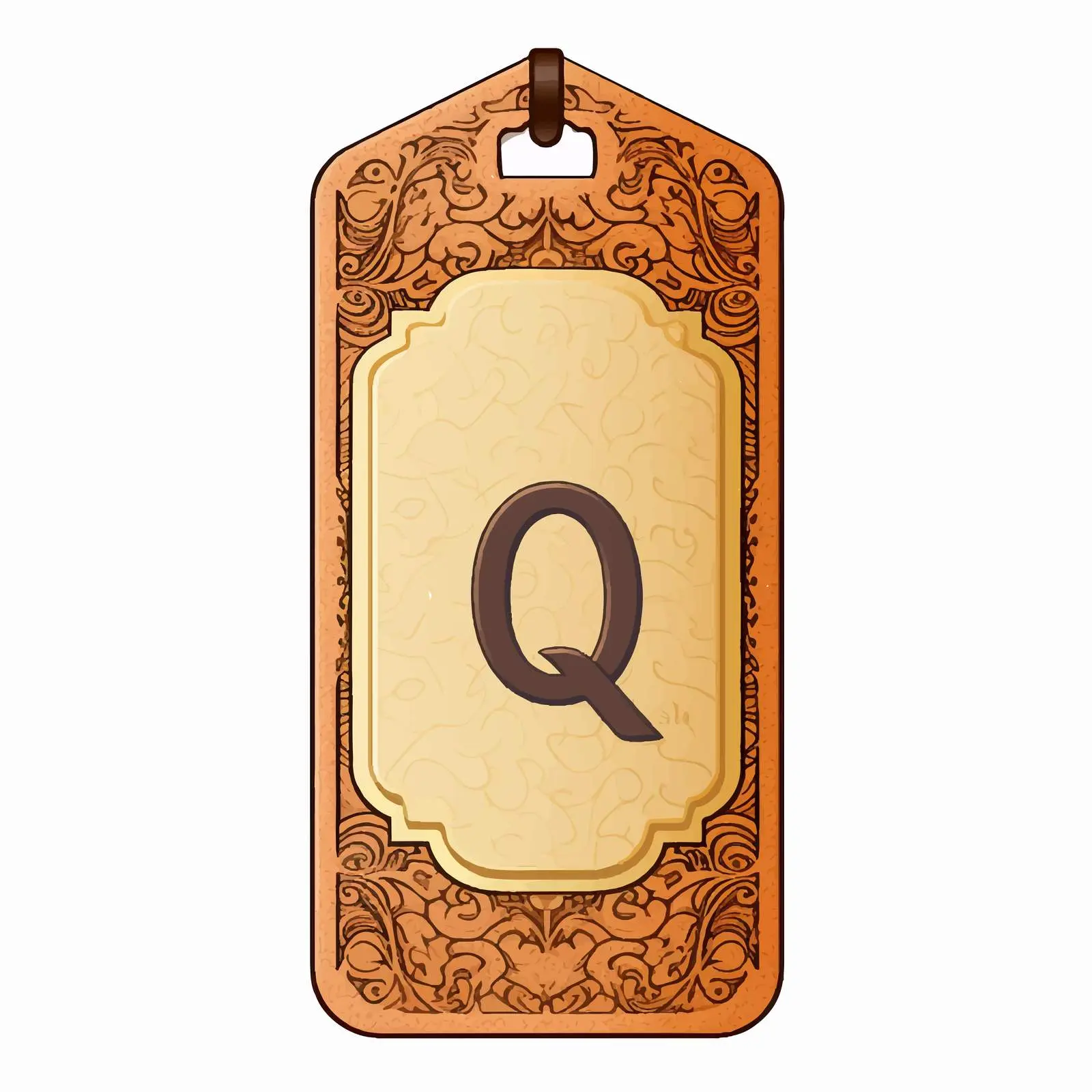 Retro Paper Tag with Latin Letter Q for Scrapbooking — free download from Dotvec