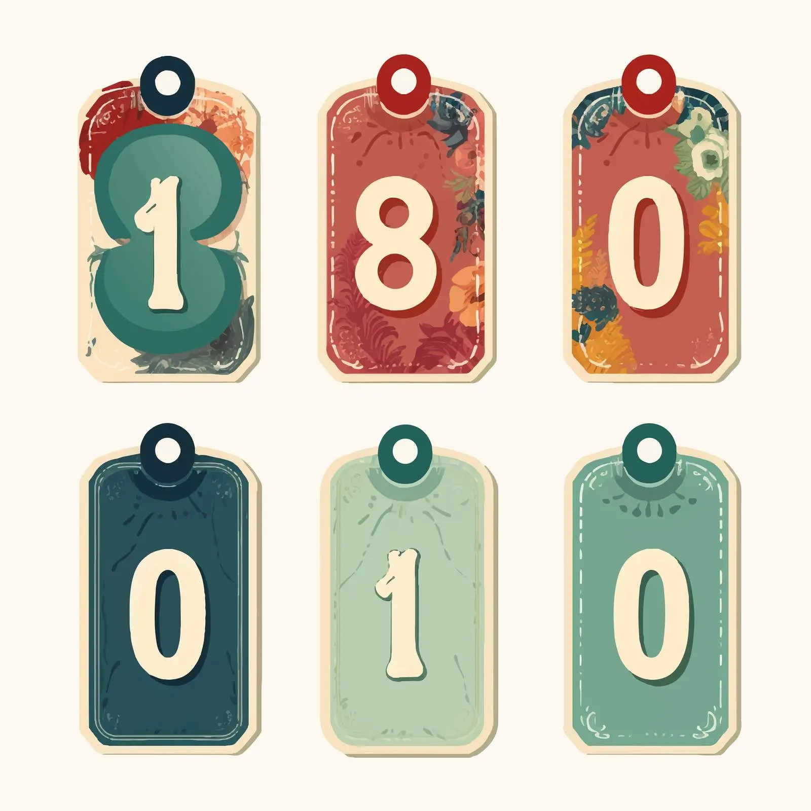 Retro Paper Tags with Number Zero for Scrapbooking — free download from Dotvec