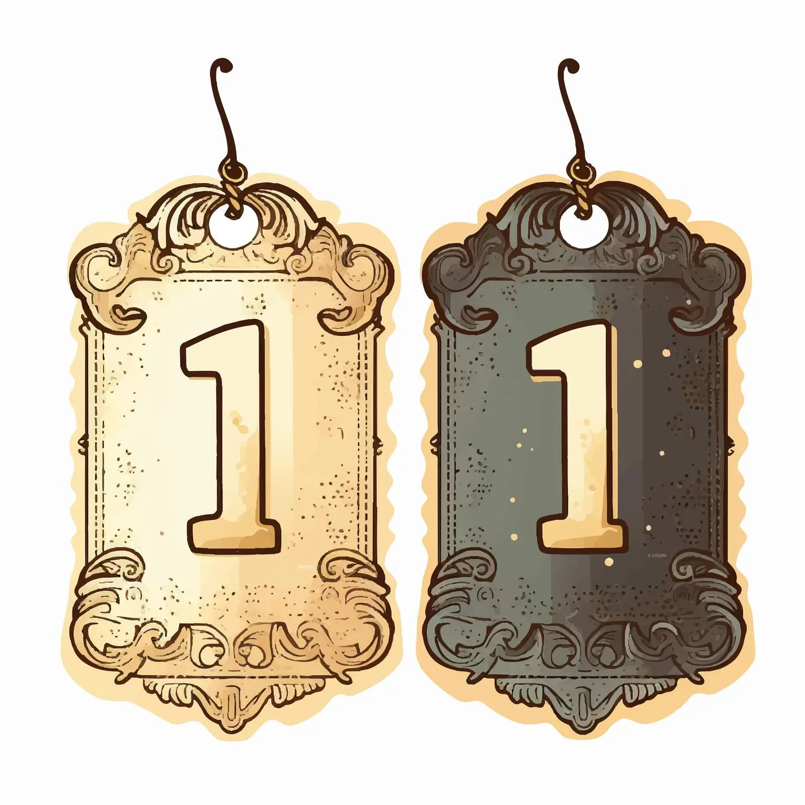 Retro Paper Tags with Number 1 for Scrapbooking – free background graphics image from Dotvec
