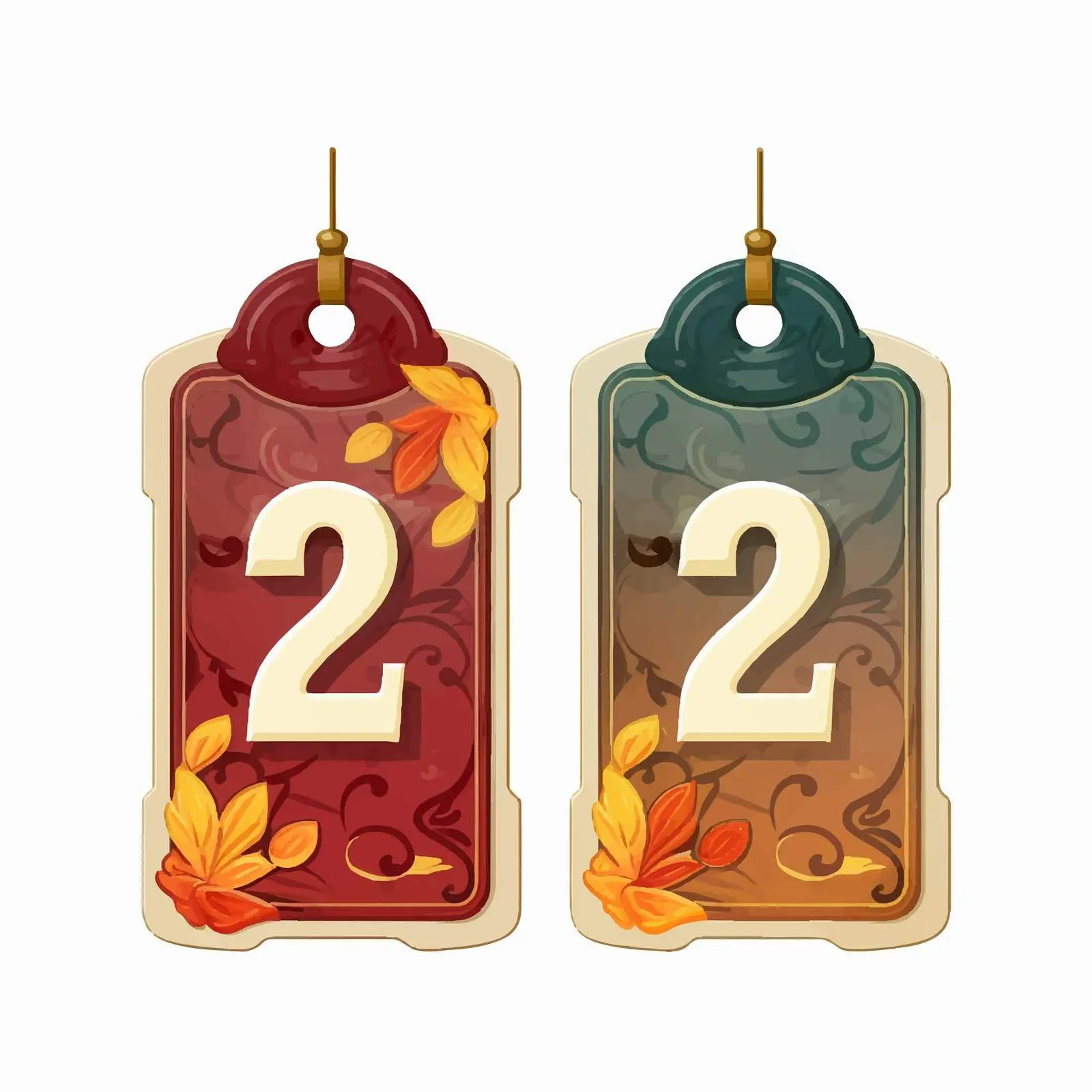 Retro Paper Tags with Number 2 for Scrapbooking – free printable tags image from Dotvec