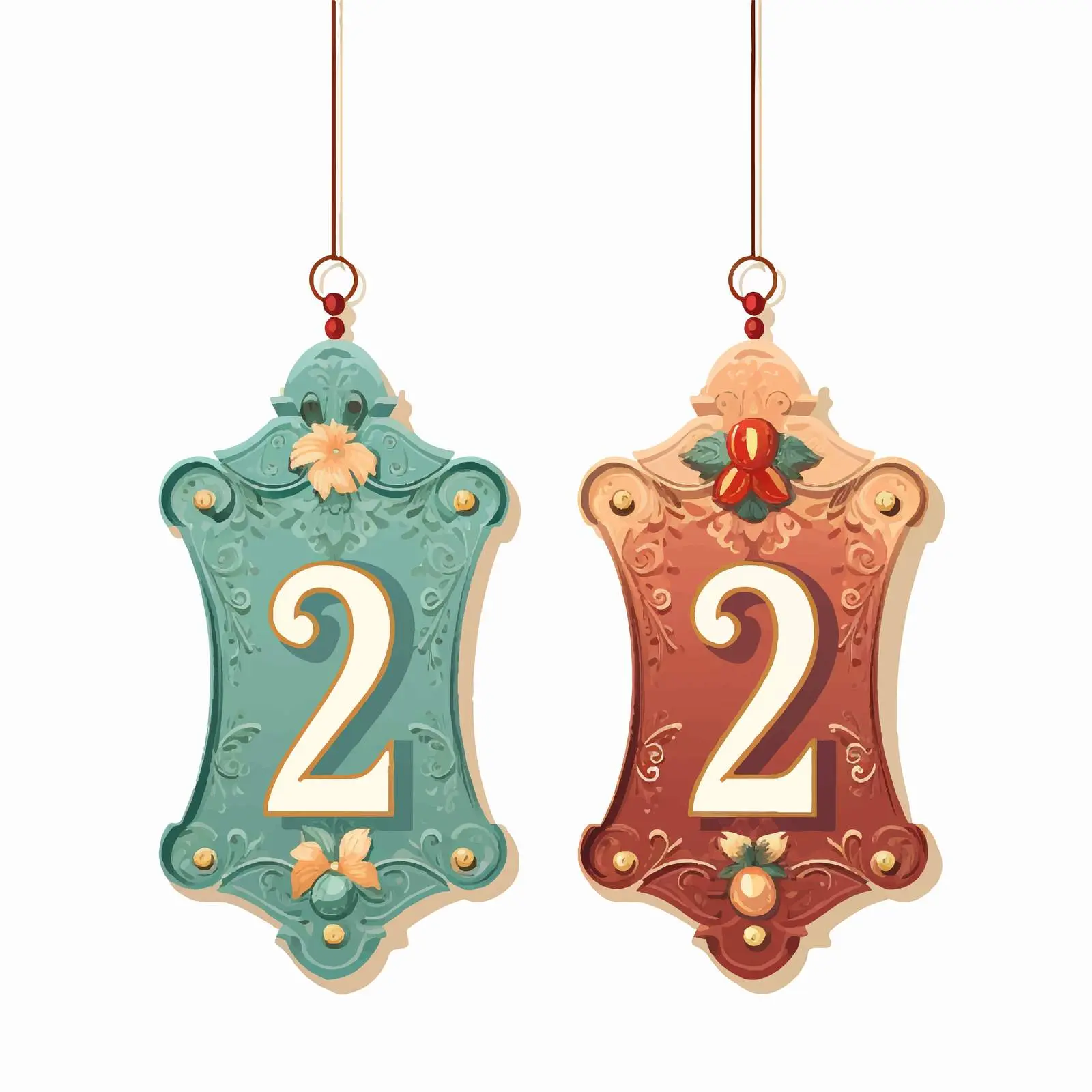 Retro Paper Tags with Number 2 for Scrapbooking — free download from Dotvec