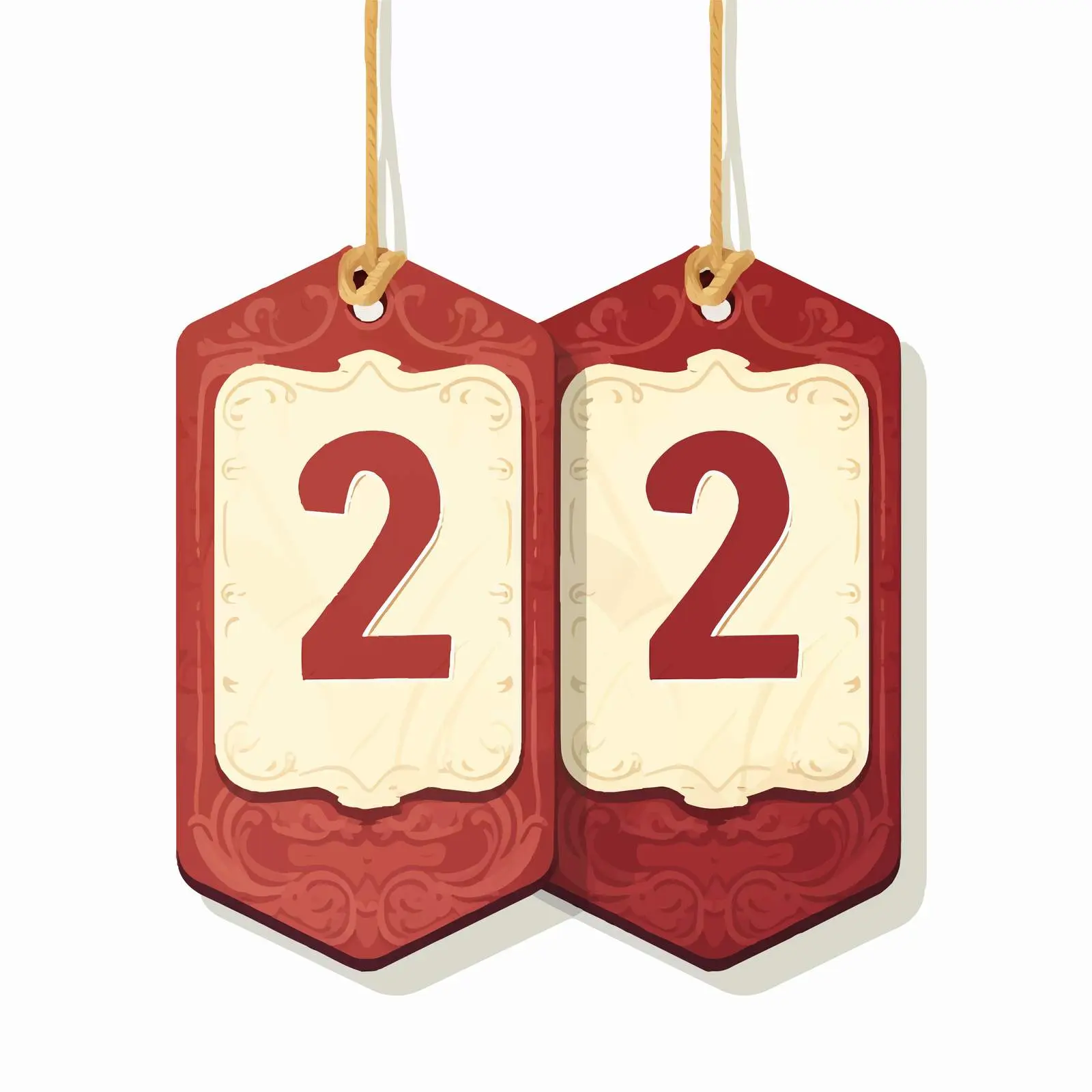 Retro Paper Tags with Number 2 for Scrapbooking – free isolated elements image from Dotvec