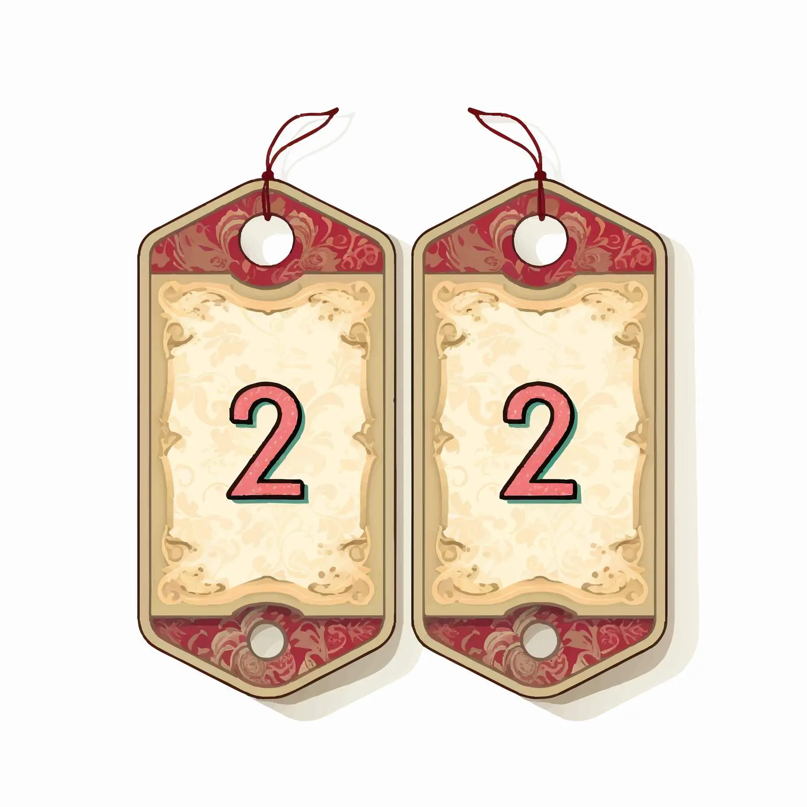Retro Paper Tags with Number 2 Design — free download from Dotvec
