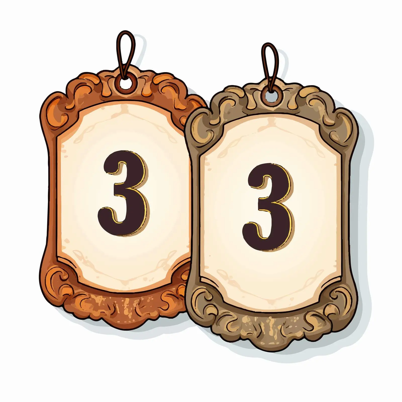 Retro Paper Tags with Number 3 for Scrapbooking – free printable tags image from Dotvec