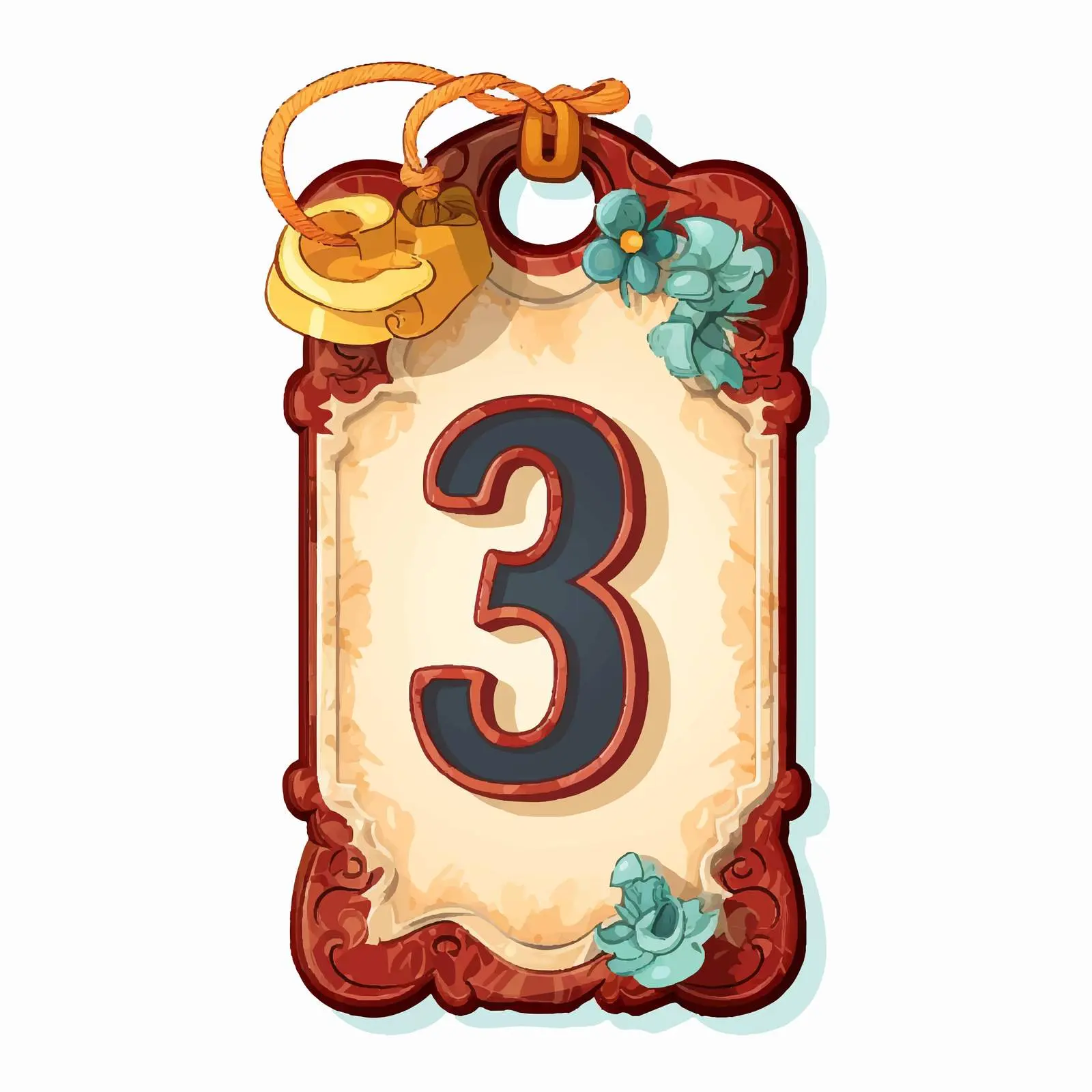 Retro Paper Tags with Number 3 for Scrapbooking – free printable tags image from Dotvec