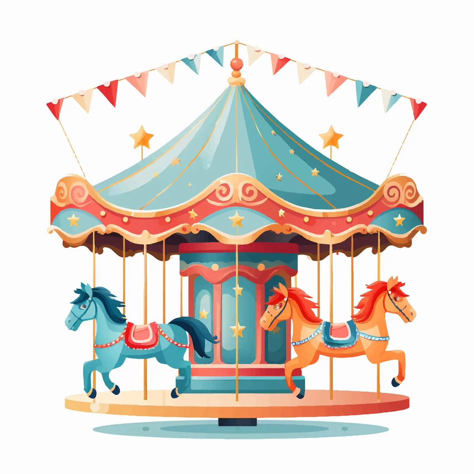 Retro Style Carousel and Merry-Go-Round Vector — free download from Dotvec