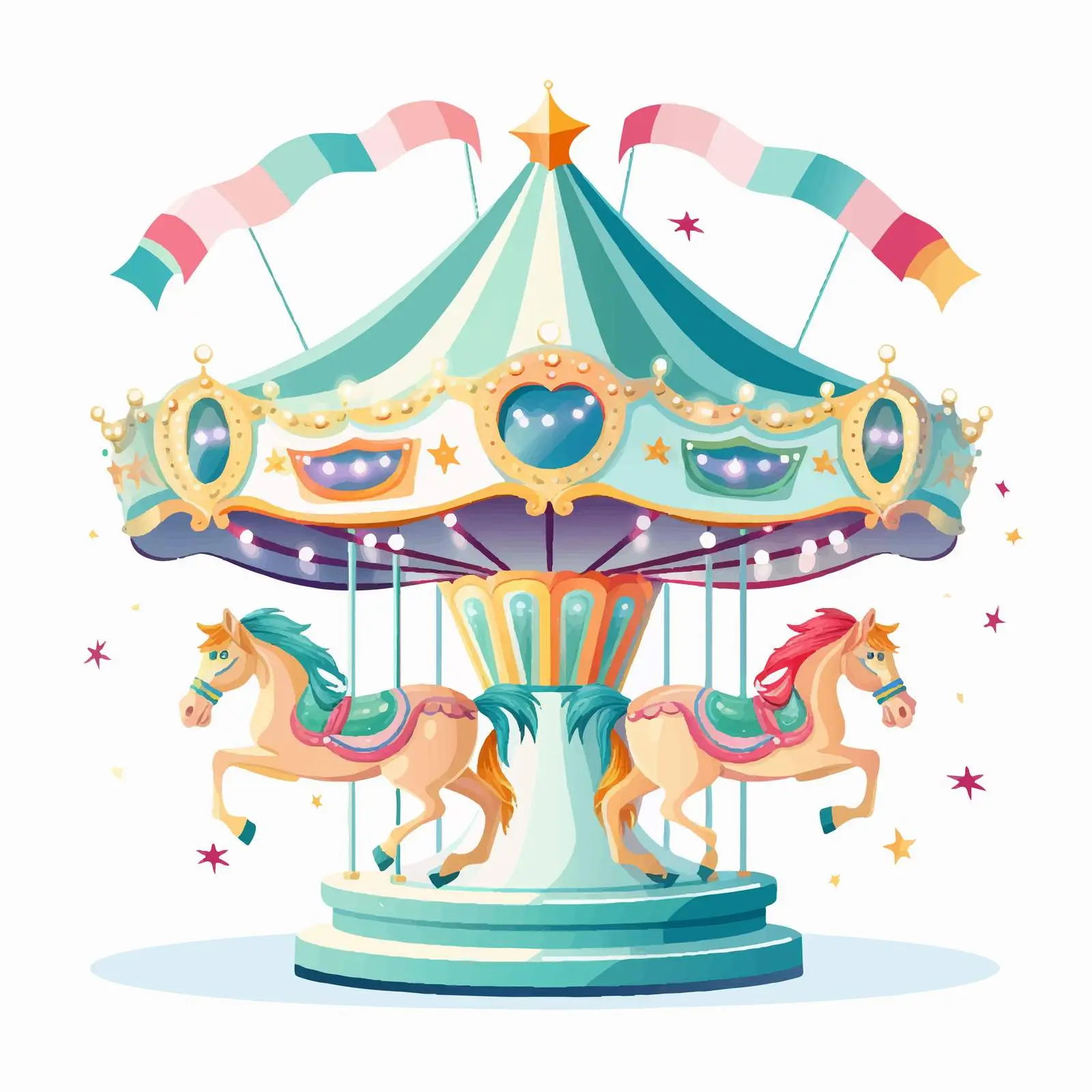 Retro Style Carousel Roundabout Illustration — free download from Dotvec