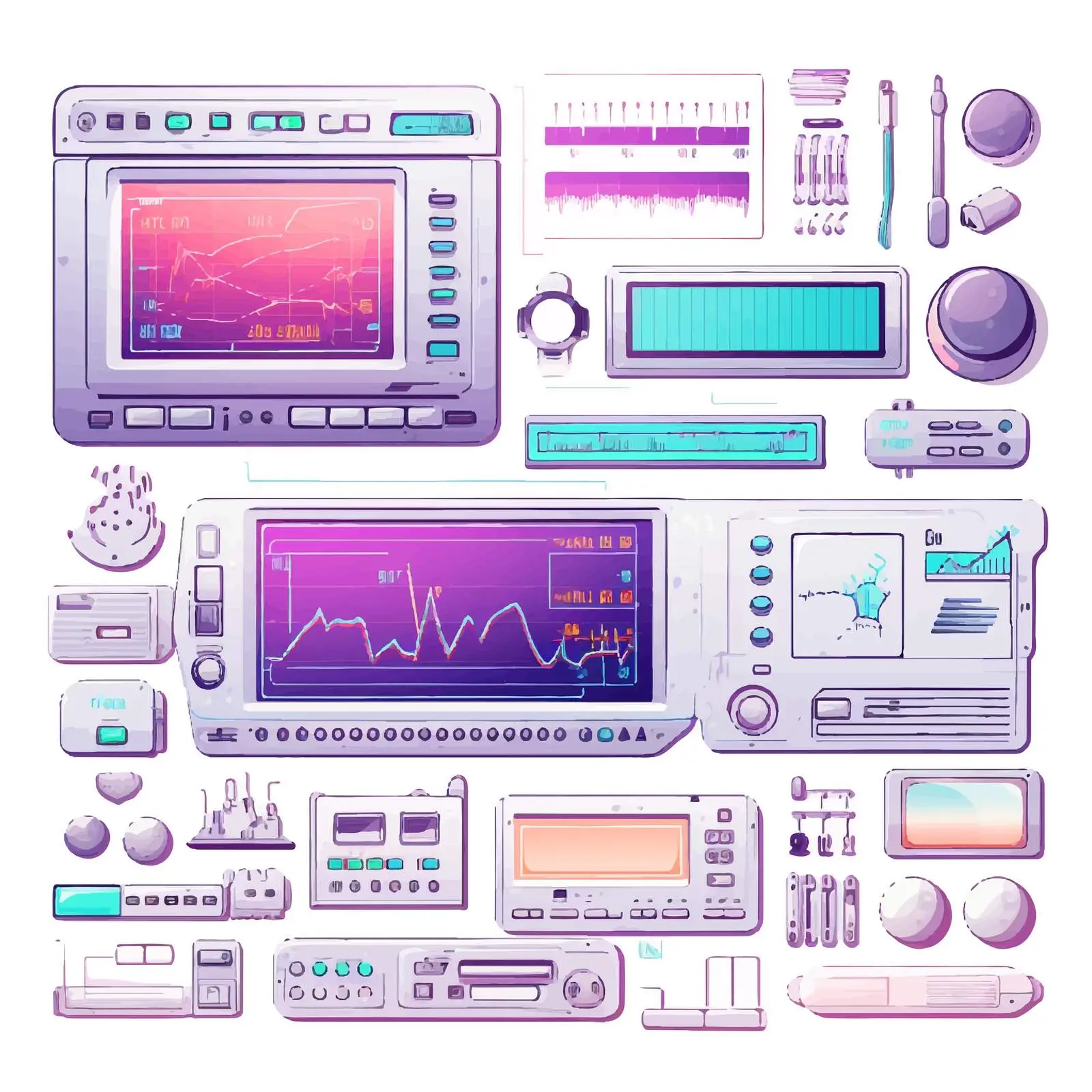 Vaporwave Retro User Interface Elements — free download from Dotvec