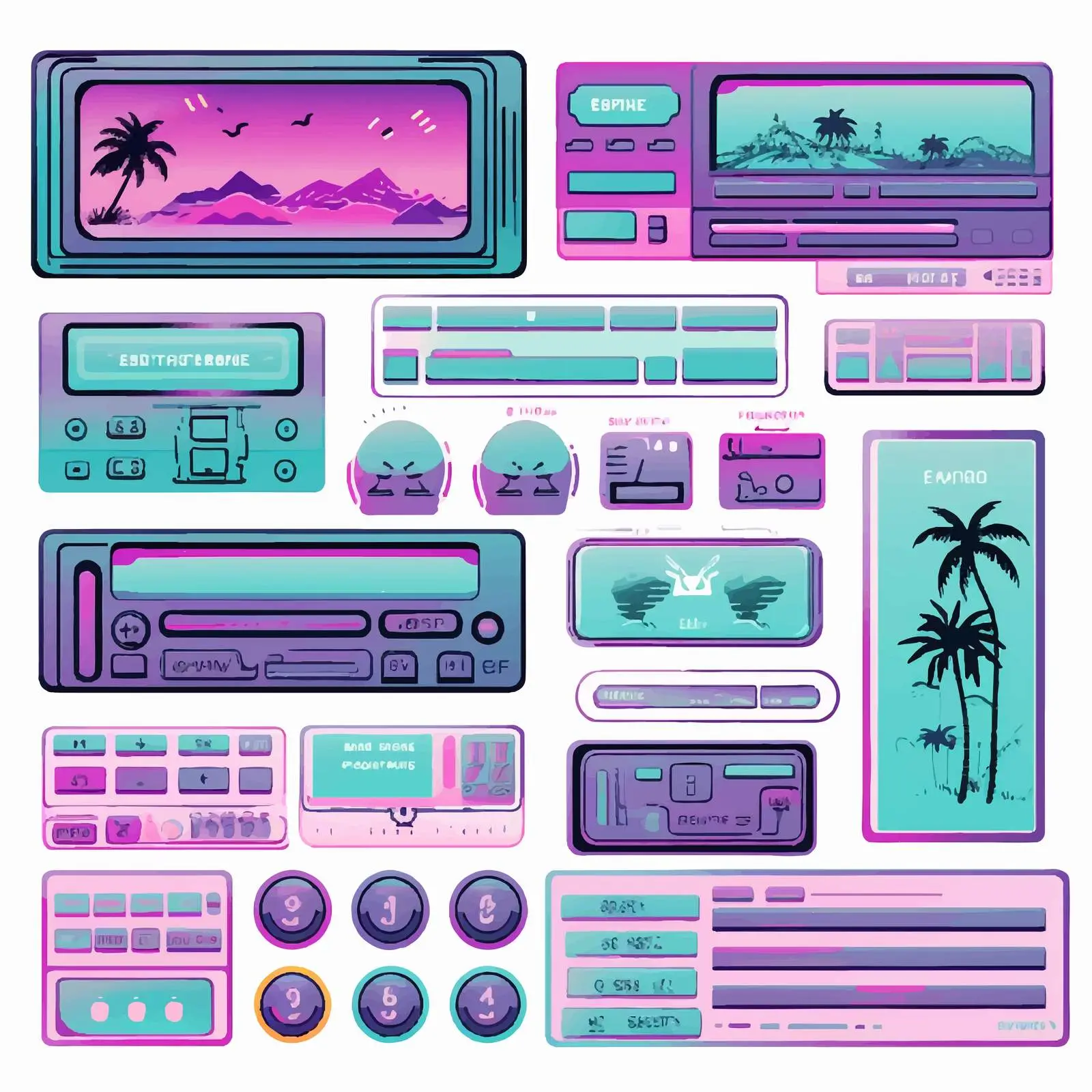 Retro User Interface Elements Vaporwave Aesthetic — free download from Dotvec