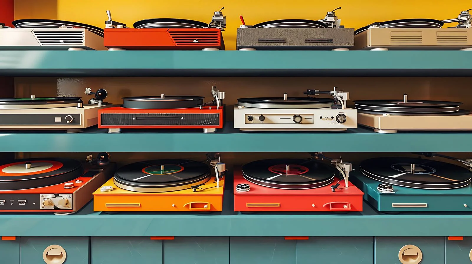 Vintage Vinyl Record Shop with Turntables — free download from Dotvec